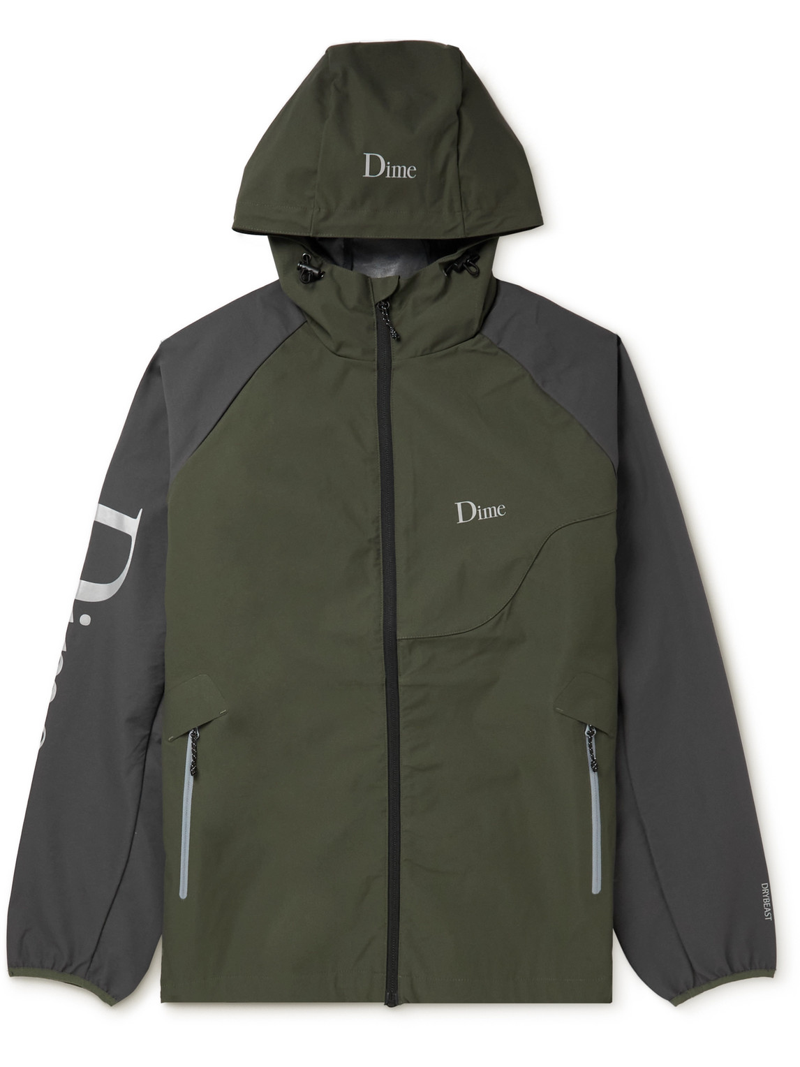 DIME Logo-Print Colour-Block Shell Hooded Jacket