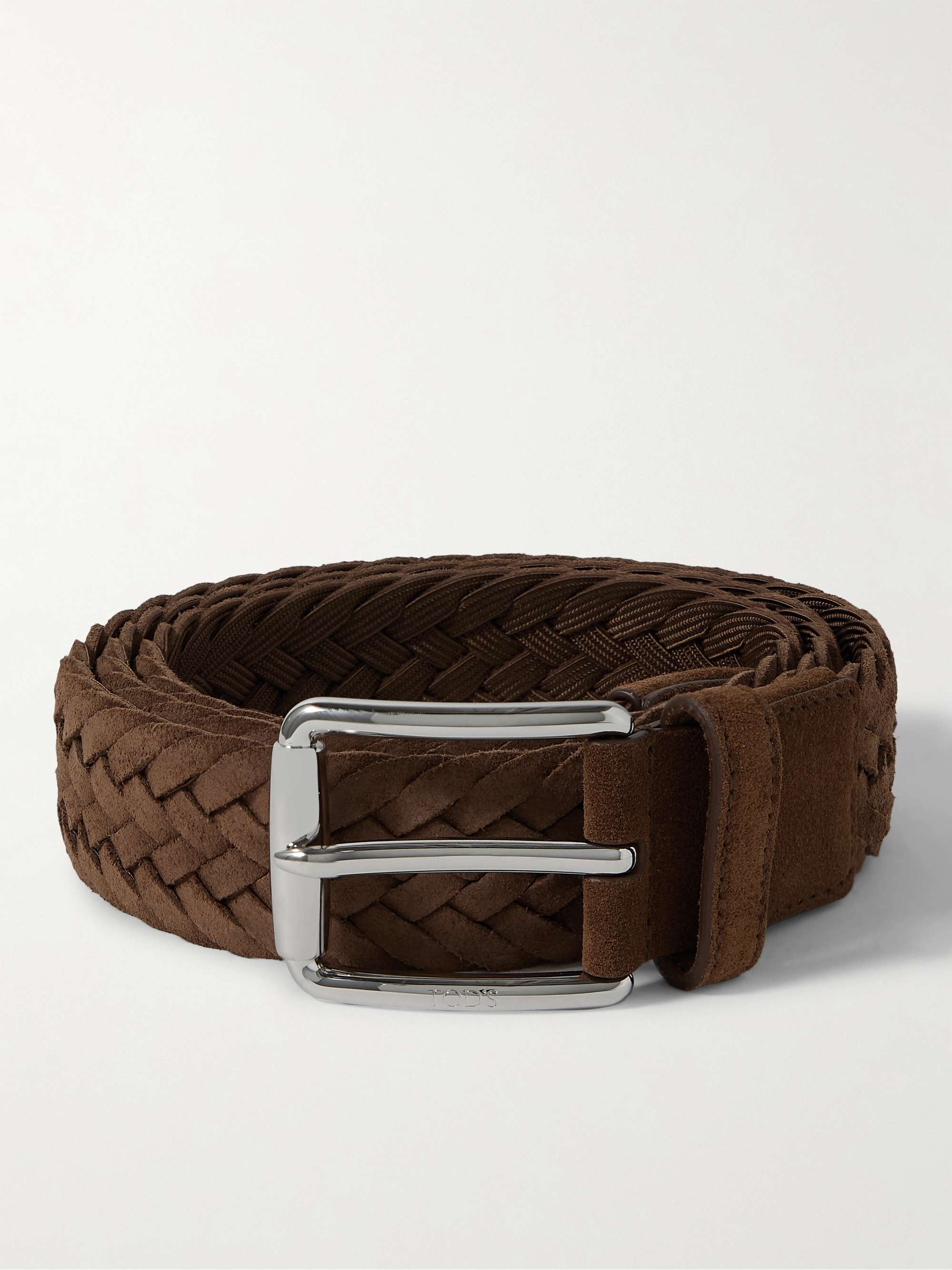 TOD'S 3.5cm Brown Woven Suede Belt