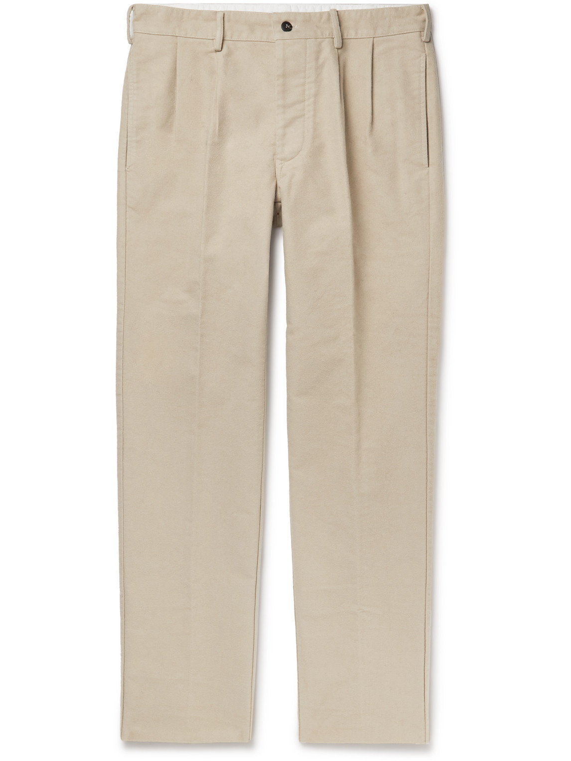 DOPPIAA Aalghero Straight-Leg Pleated Cotton-Flannel Trousers