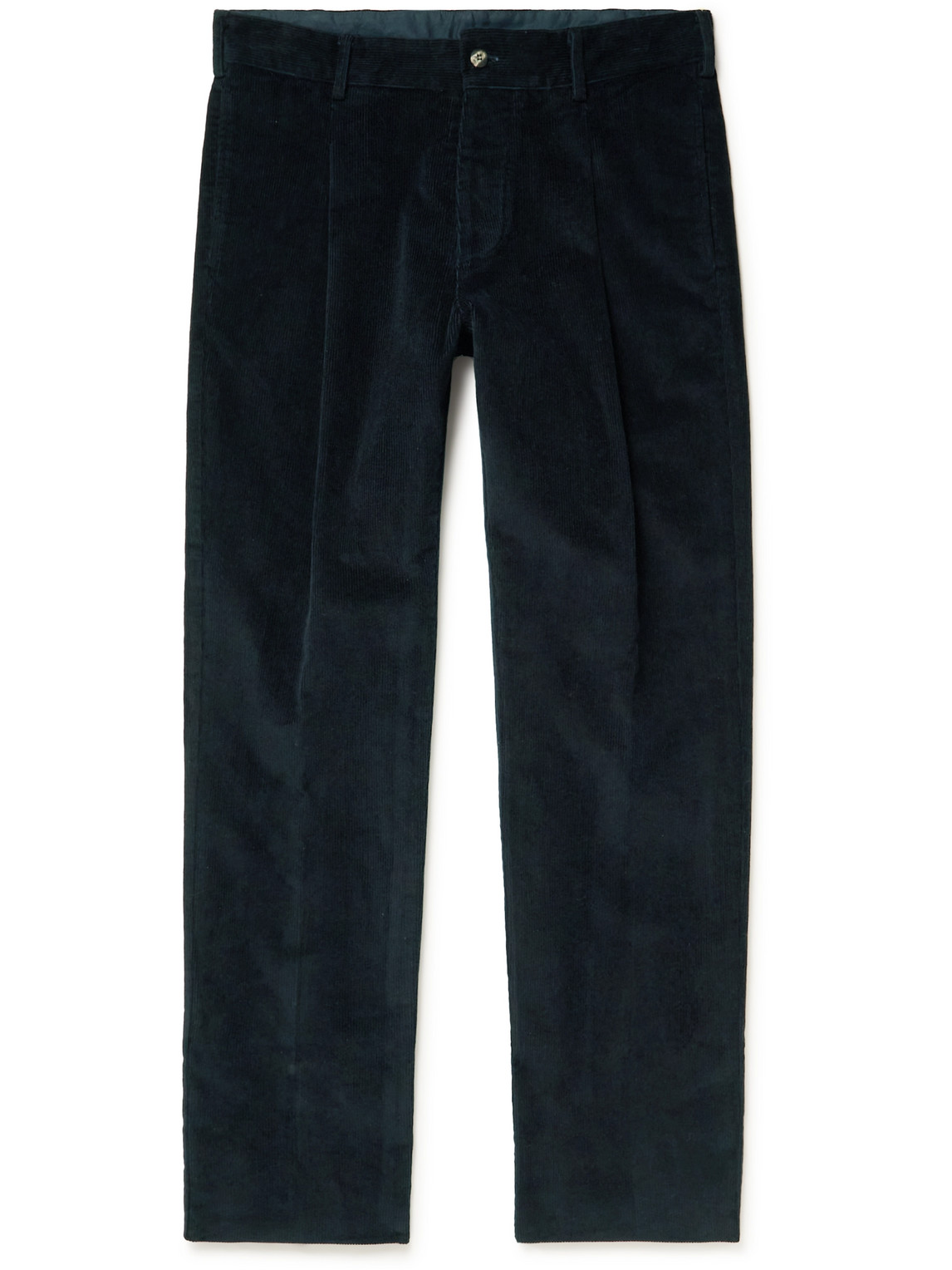 Doppiaa Aantioco Tapered Pleated Stretch Cotton-corduroy Trousers In Blue