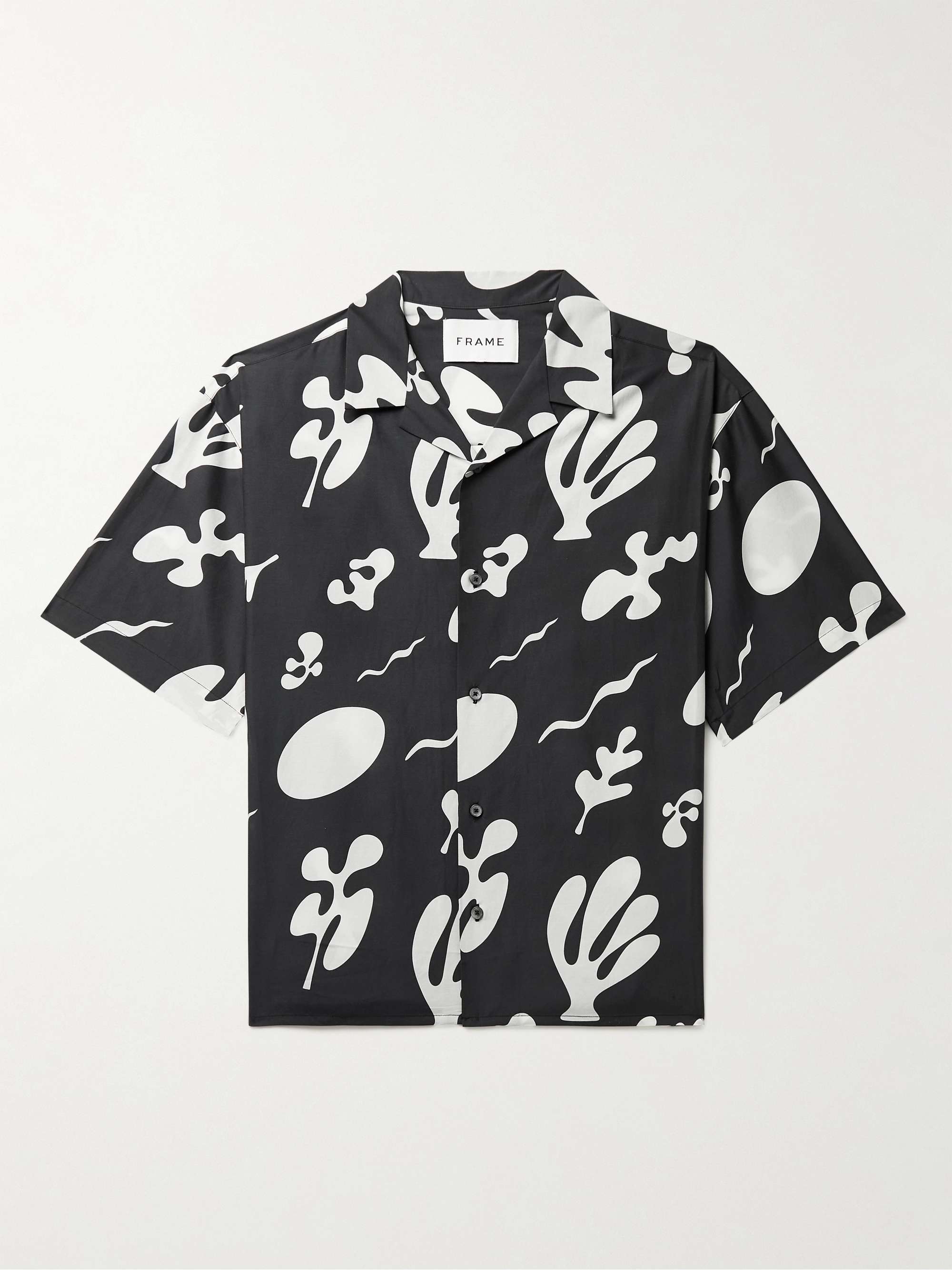 FRAME Camp-Collar Printed Cotton and Silk-Blend Shirt