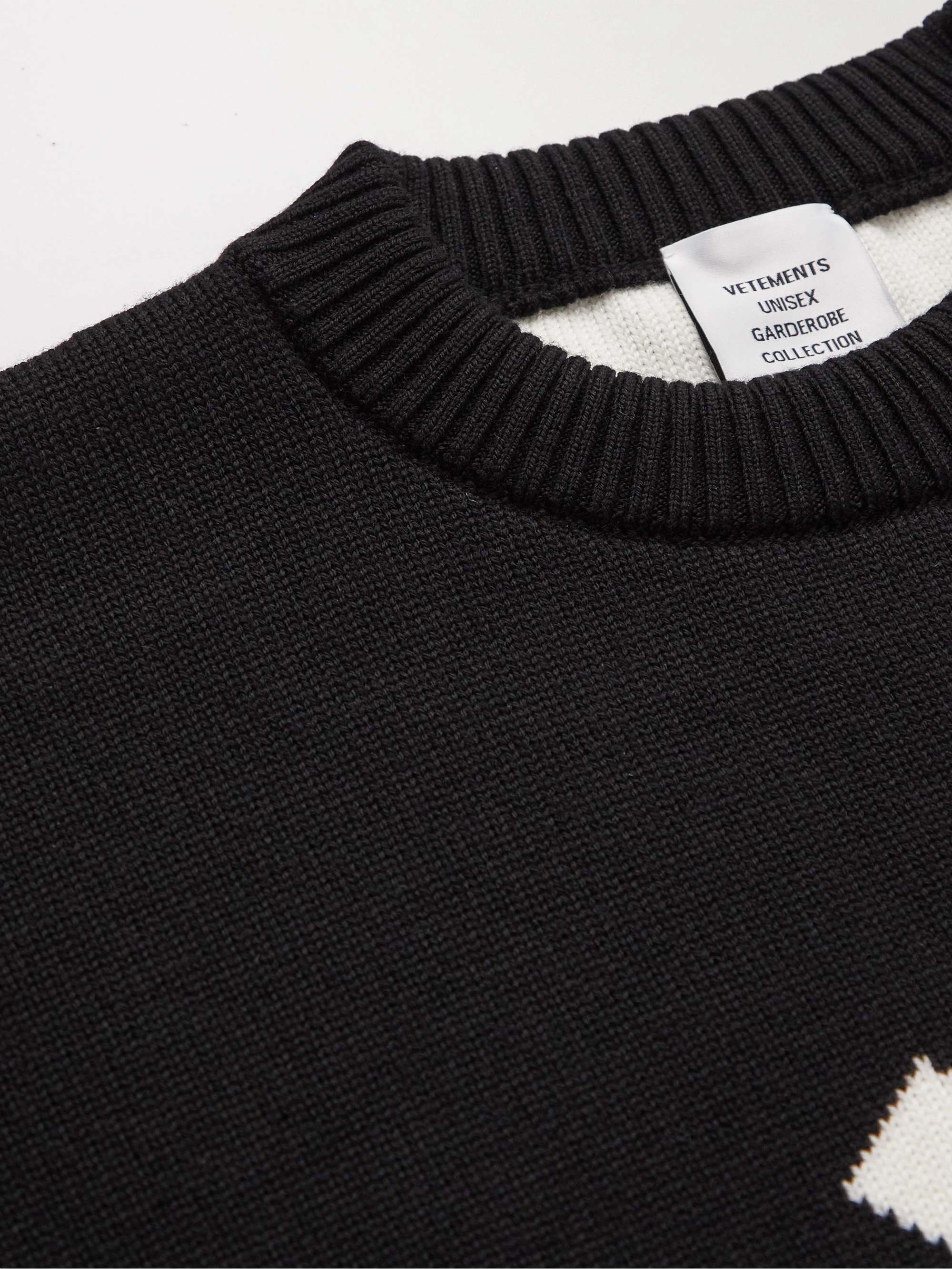 VETEMENTS Oversized Logo-Jacquard Merino Wool Sweater