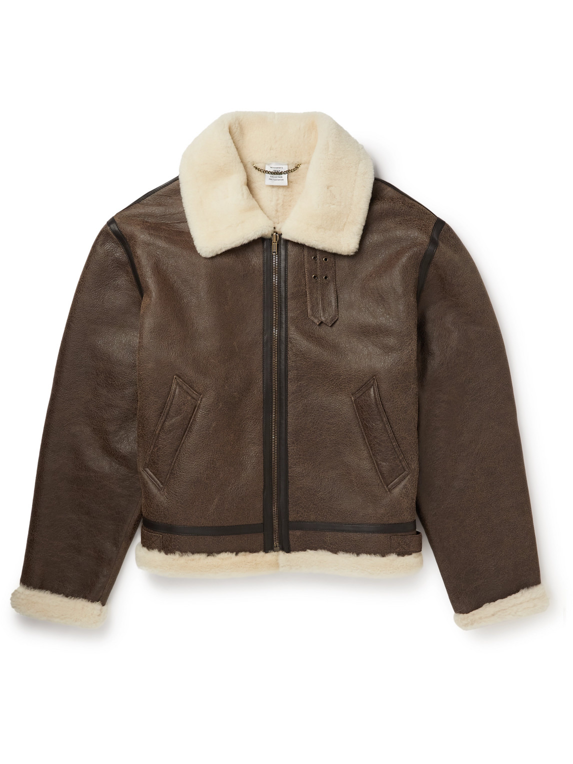 VETEMENTS Shearling-Lined Distressed Leather Jacket