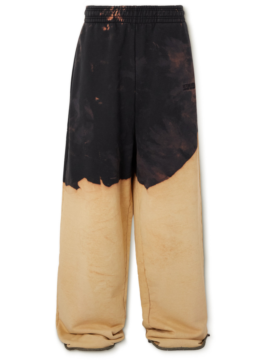 VETEMENTS Wide-Leg Logo-Embroidered Bleached Cotton-Blend Jersey Sweatpants