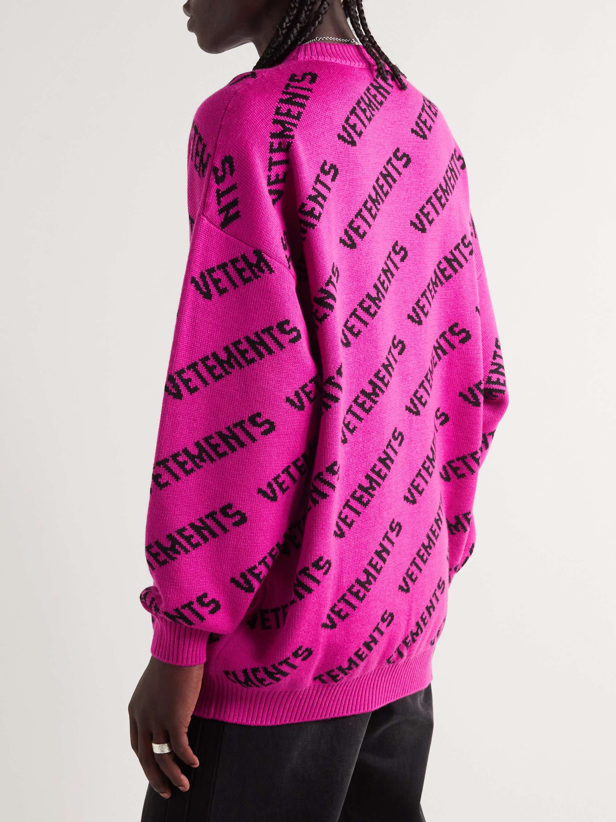 VETEMENTS Oversized Logo-Jacquard Merino Wool Sweater