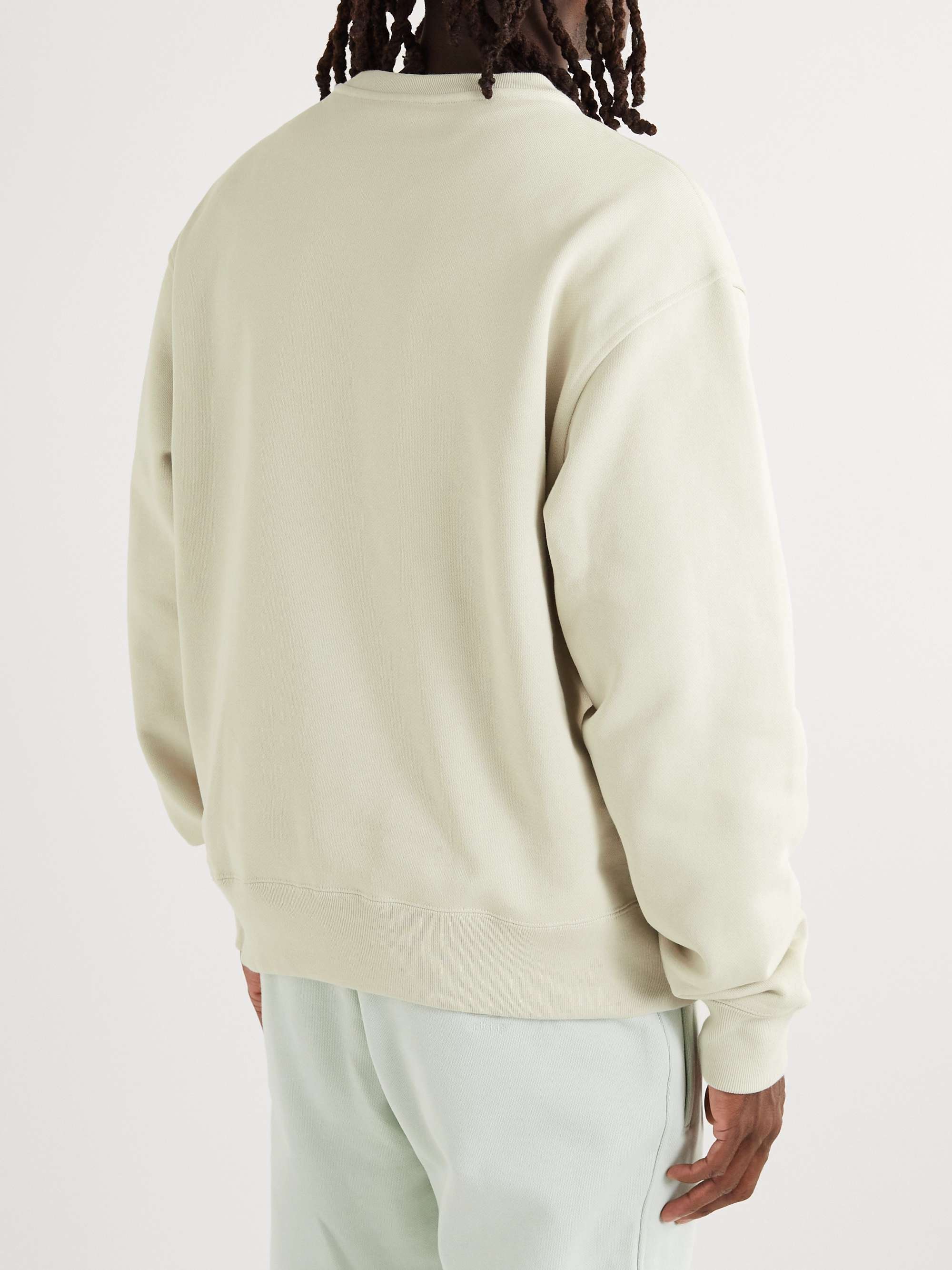 Beige + Pharrell Williams Basics Logo-Flocked Cotton-Jersey Sweatshirt ...