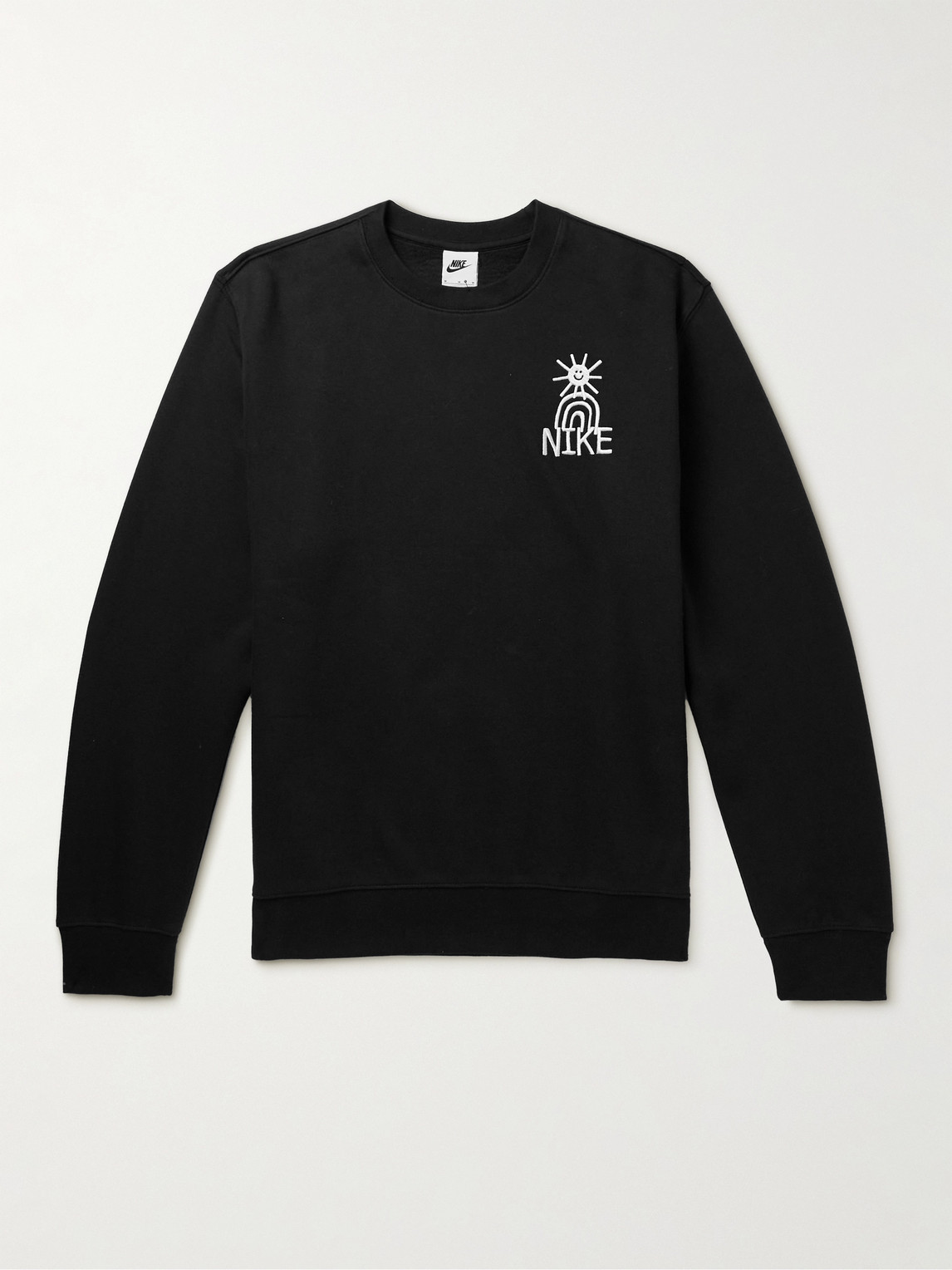 Nike Logo-embroidered Cotton-blend Jersey Sweatshirt In Black