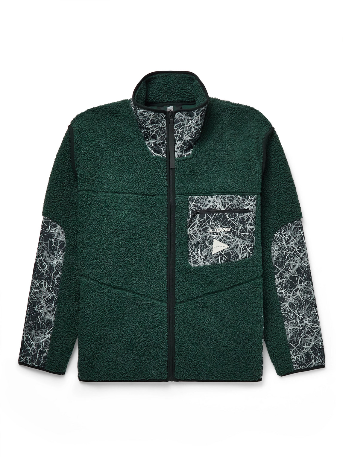 Adidas Consortium And Wander Cutout Shell-trimmed Fleece Jacket In Green