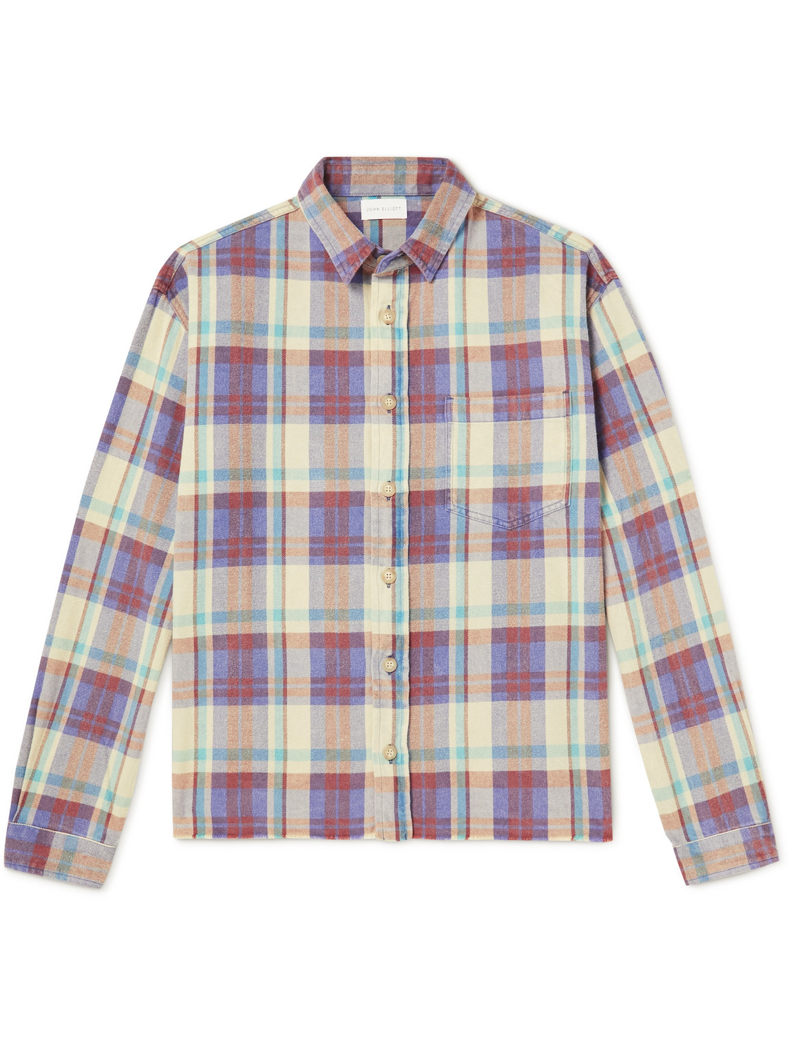 John Elliott Hemi Frayed Checked Cotton-Flannel Shirt