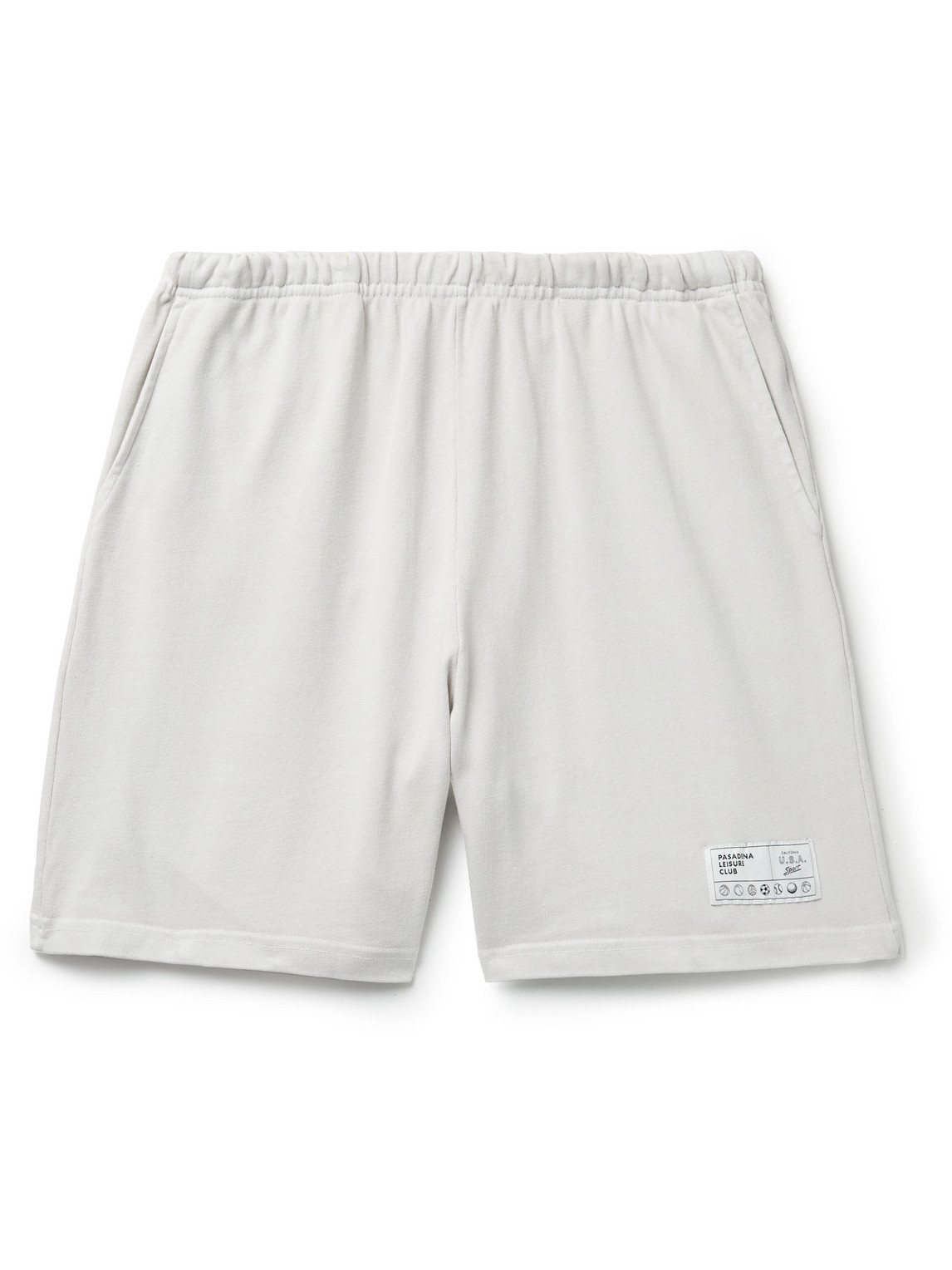 Pasadena Leisure Club Leisure Straight-leg Logo-appliquéd Cotton-jersey Shorts In Neutrals