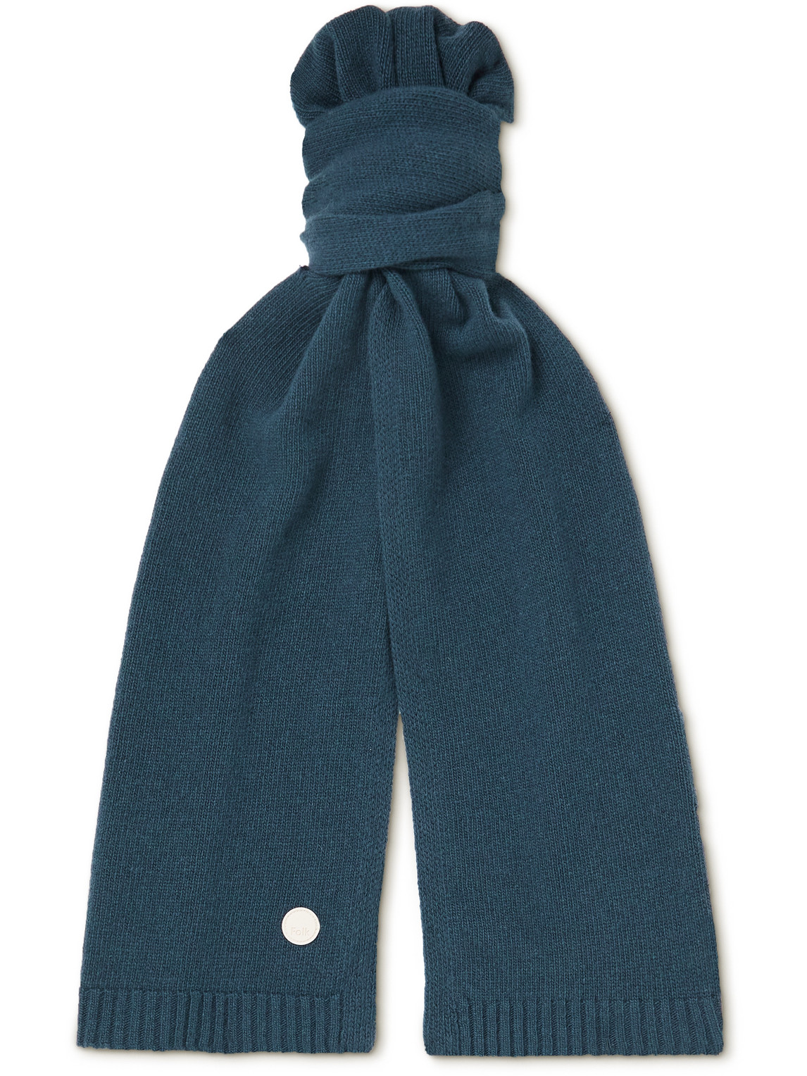 Folk Logo-appliquéd Wool And Cashmere-blend Scarf In Blue