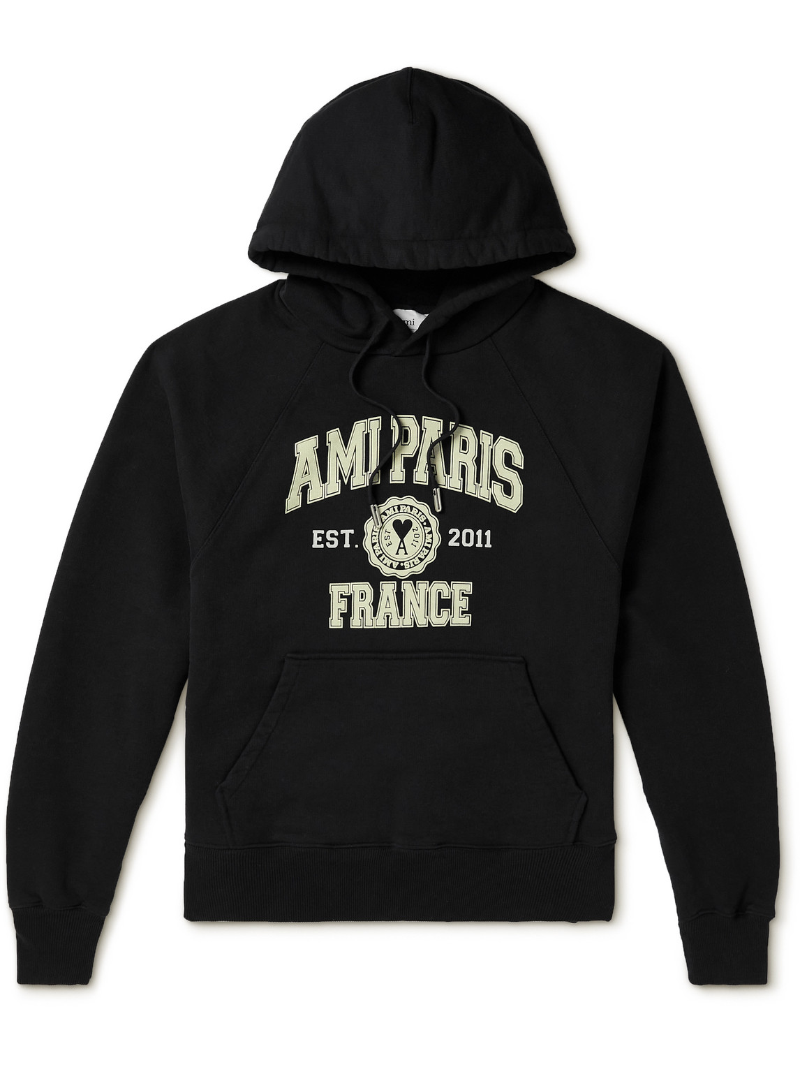 AMI PARIS Logo-Print Cotton-Jersey Hoodie