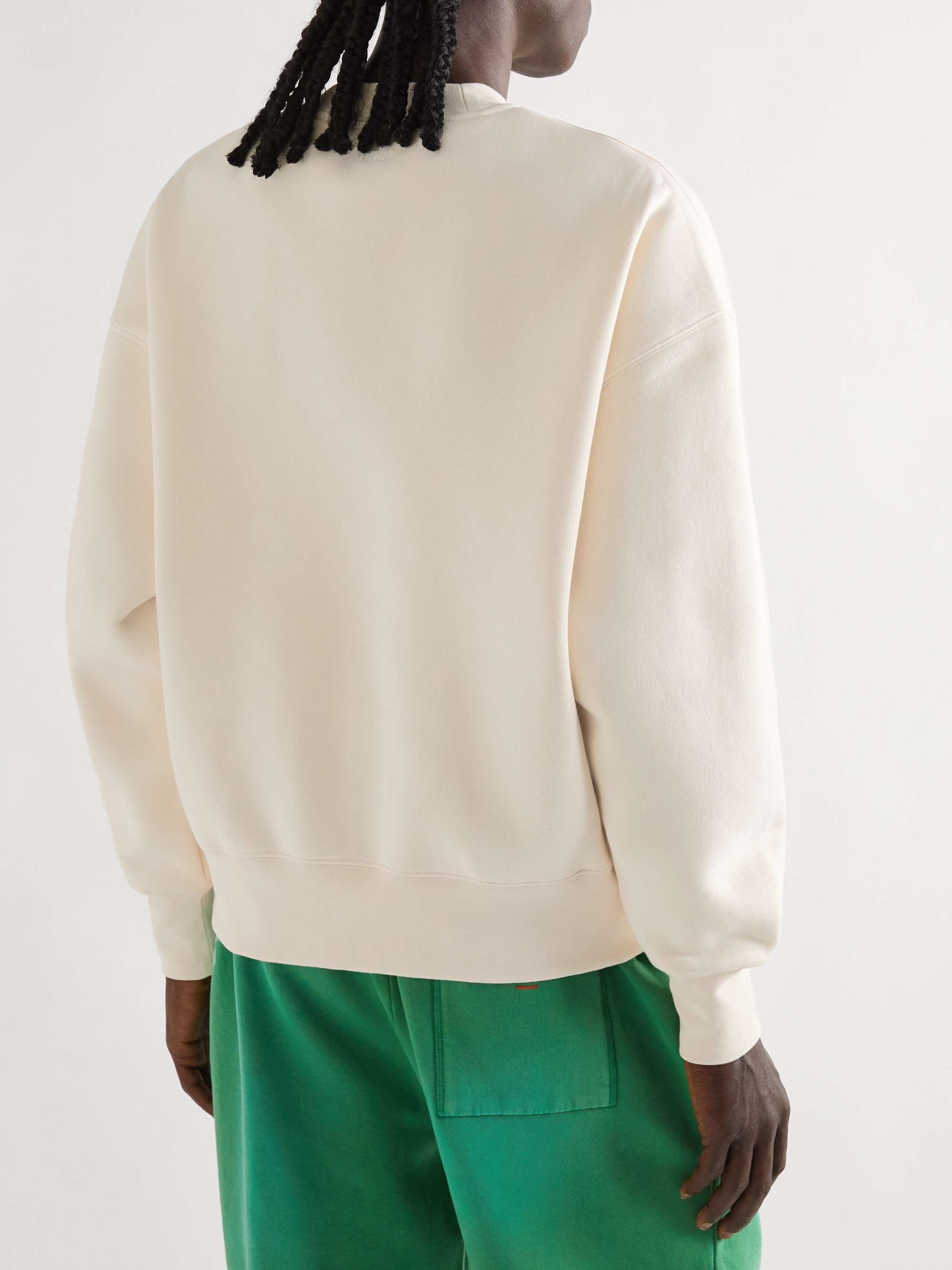 AMI PARIS Logo-Embroidered Cotton-Blend Jersey Sweatshirt