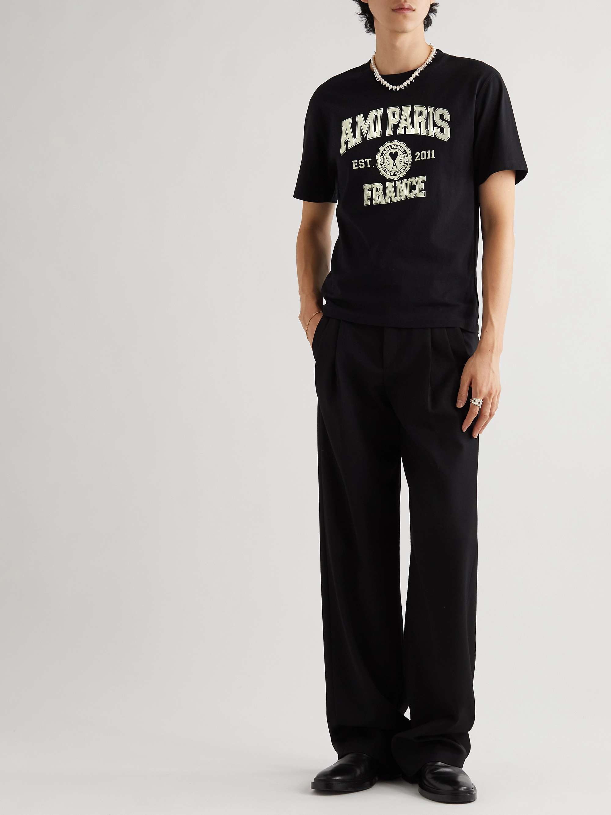 AMI PARIS Logo-Print Cotton-Jersey T-Shirt