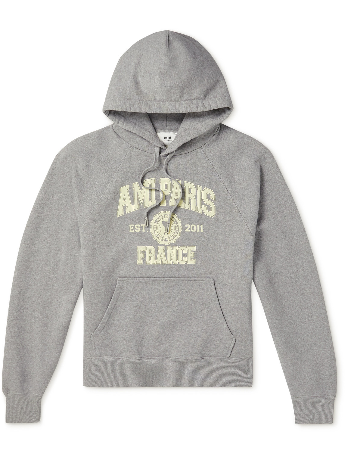 AMI PARIS France Logo-Print Cotton-Jersey Hoodie