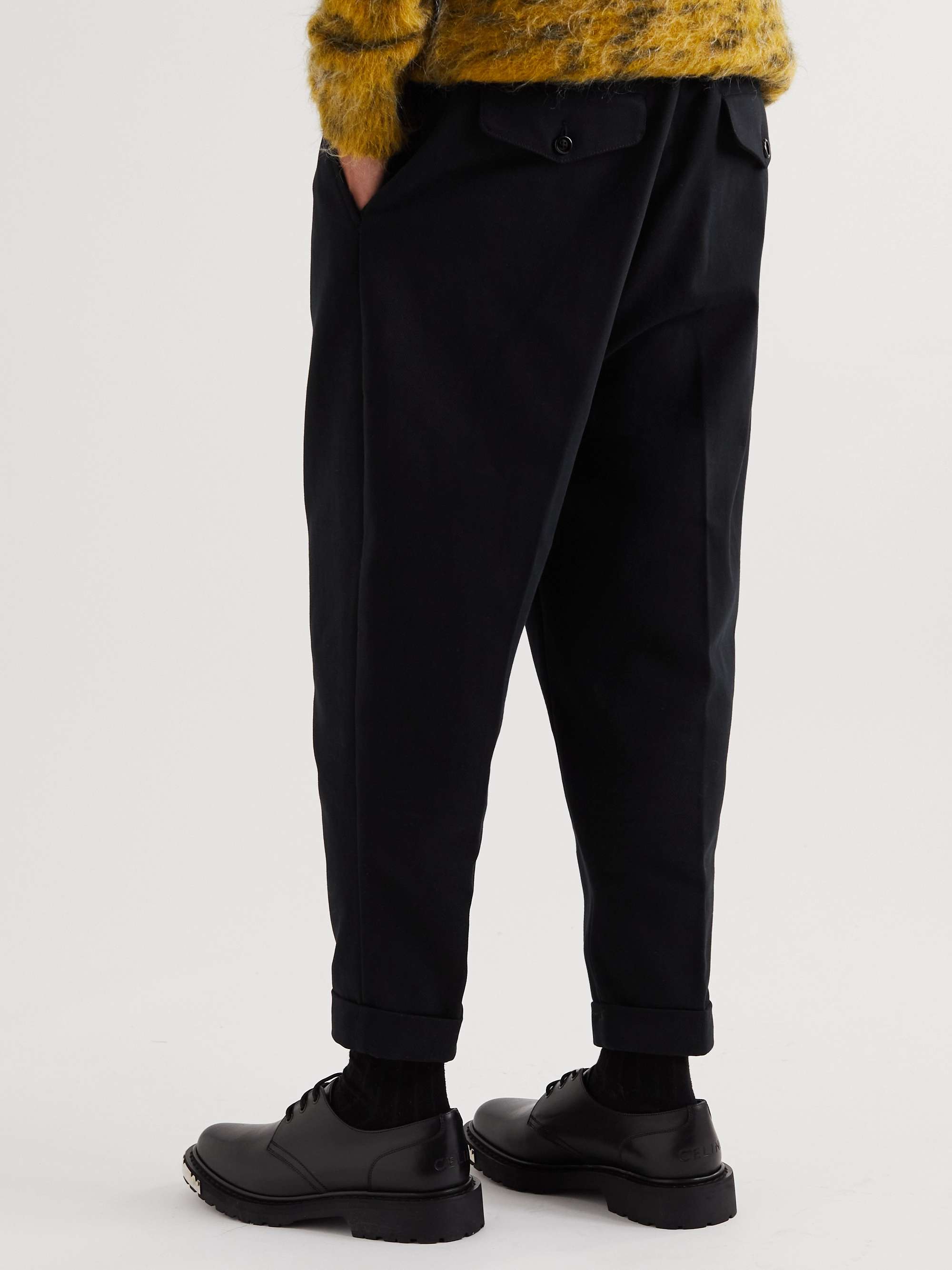 AMI PARIS Tapered Cropped Cotton-Twill Trousers