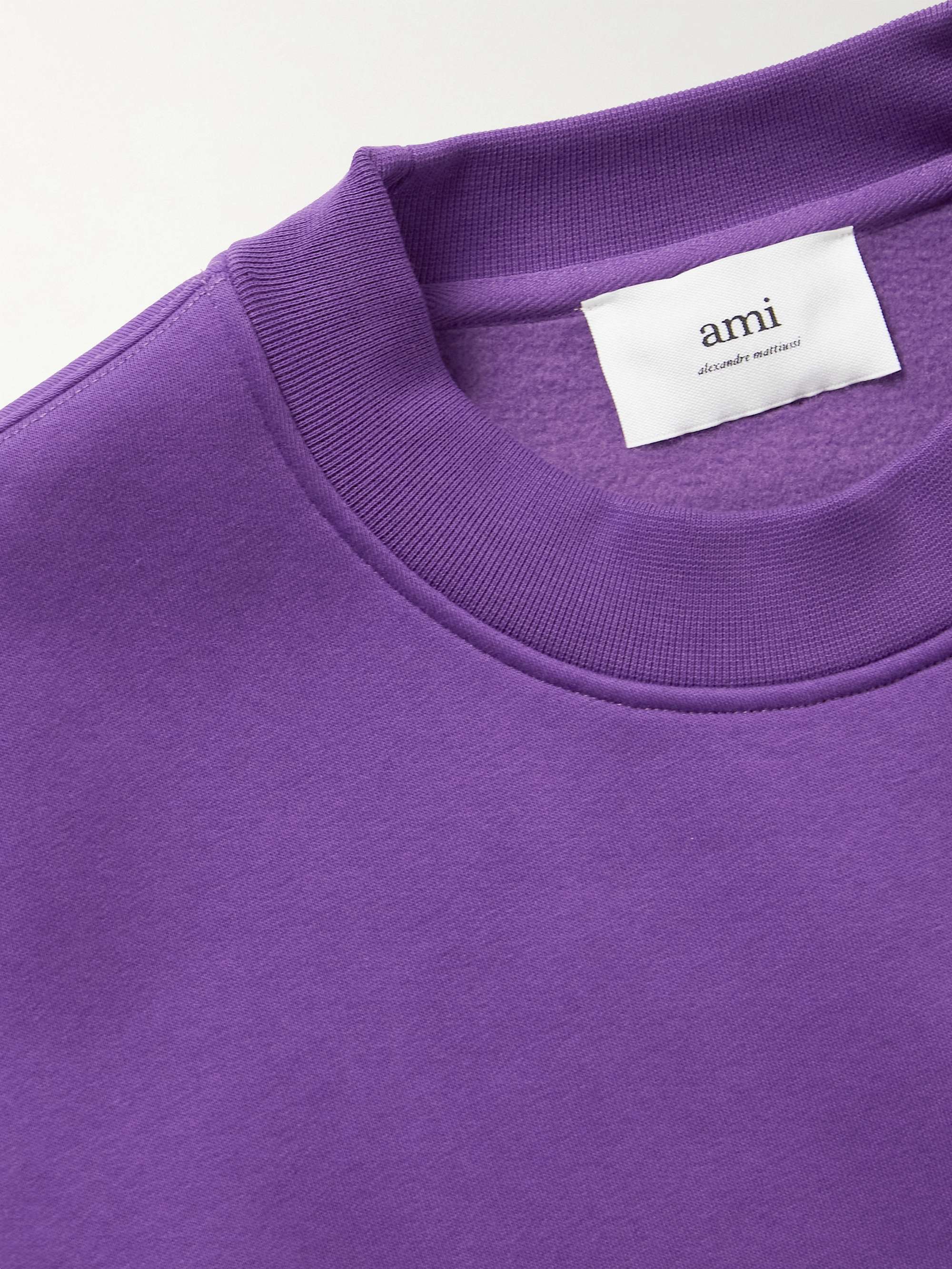AMI PARIS Logo-Embroidered Organic Cotton-Blend Jersey Sweatshirt