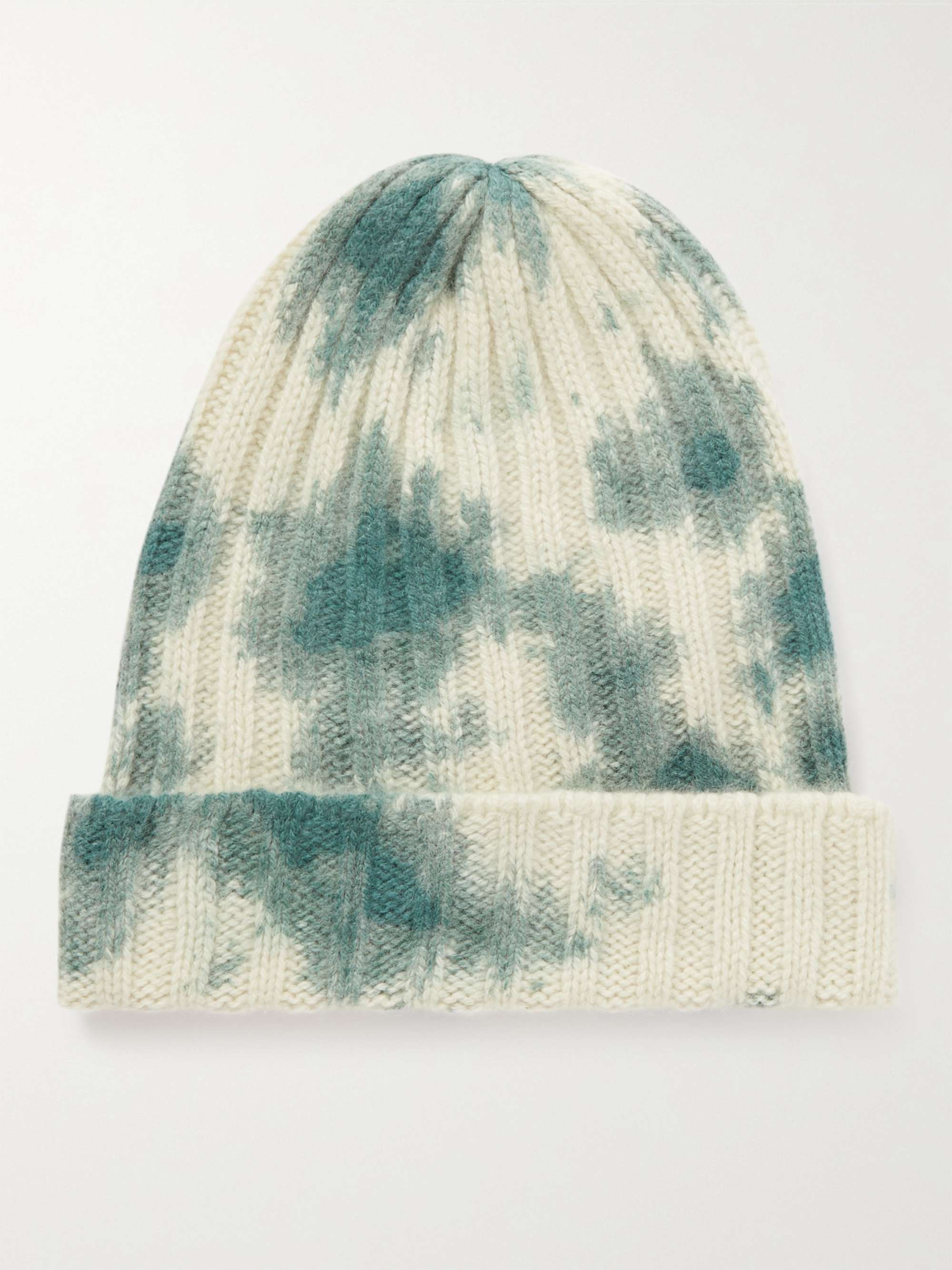 THE ELDER STATESMAN Tie-Dyed Ribbed Cashmere Beanie