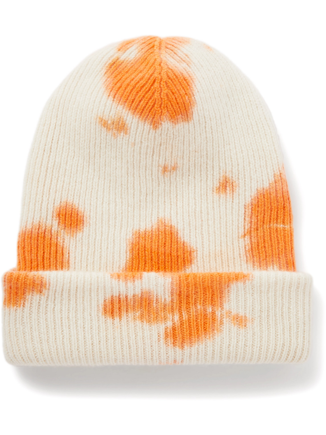 THE ELDER STATESMAN TIE-DYED RIBBED CASHMERE BEANIE