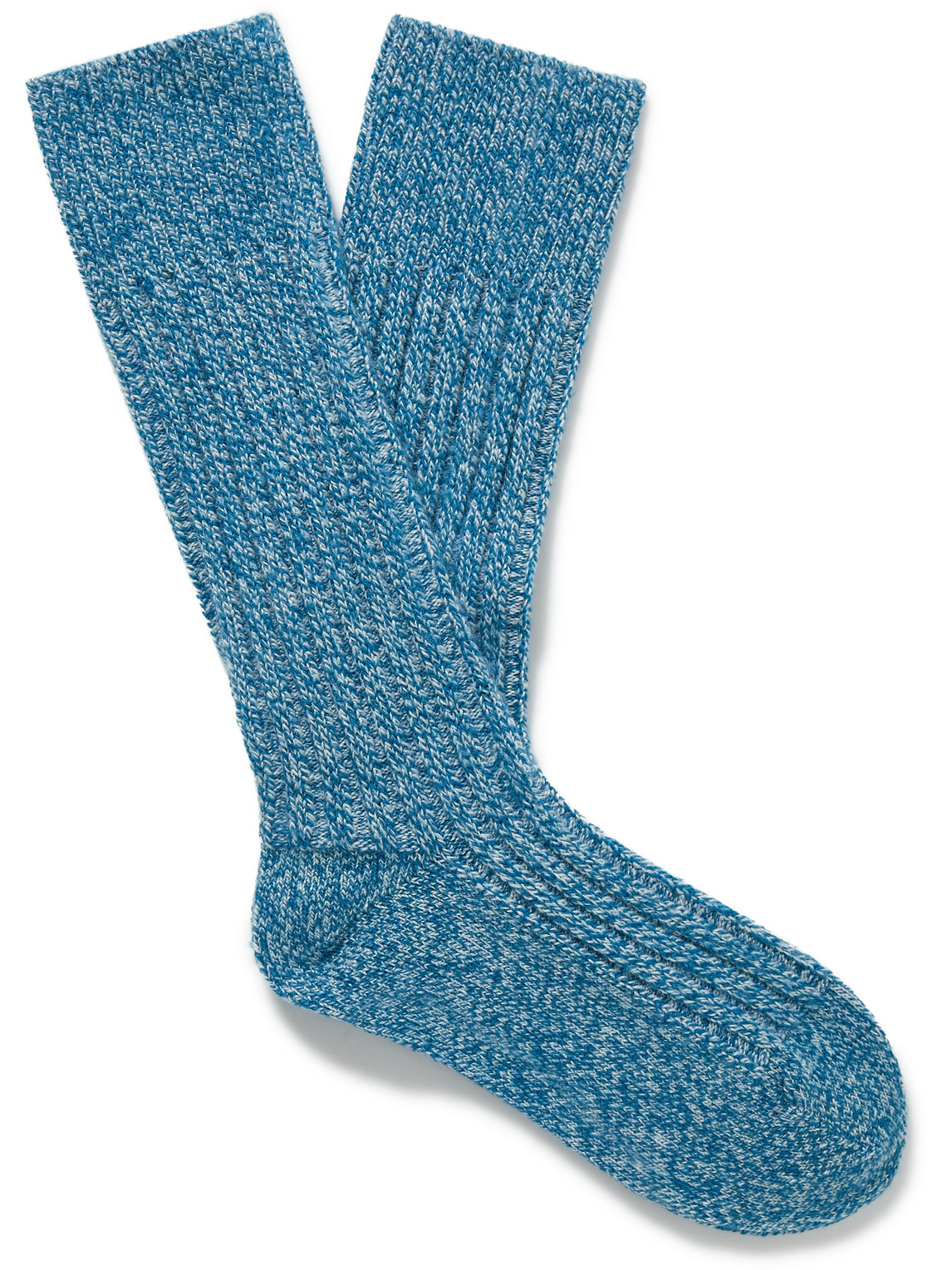 The Elder Statesman Ribbed-knit Socks In Blue