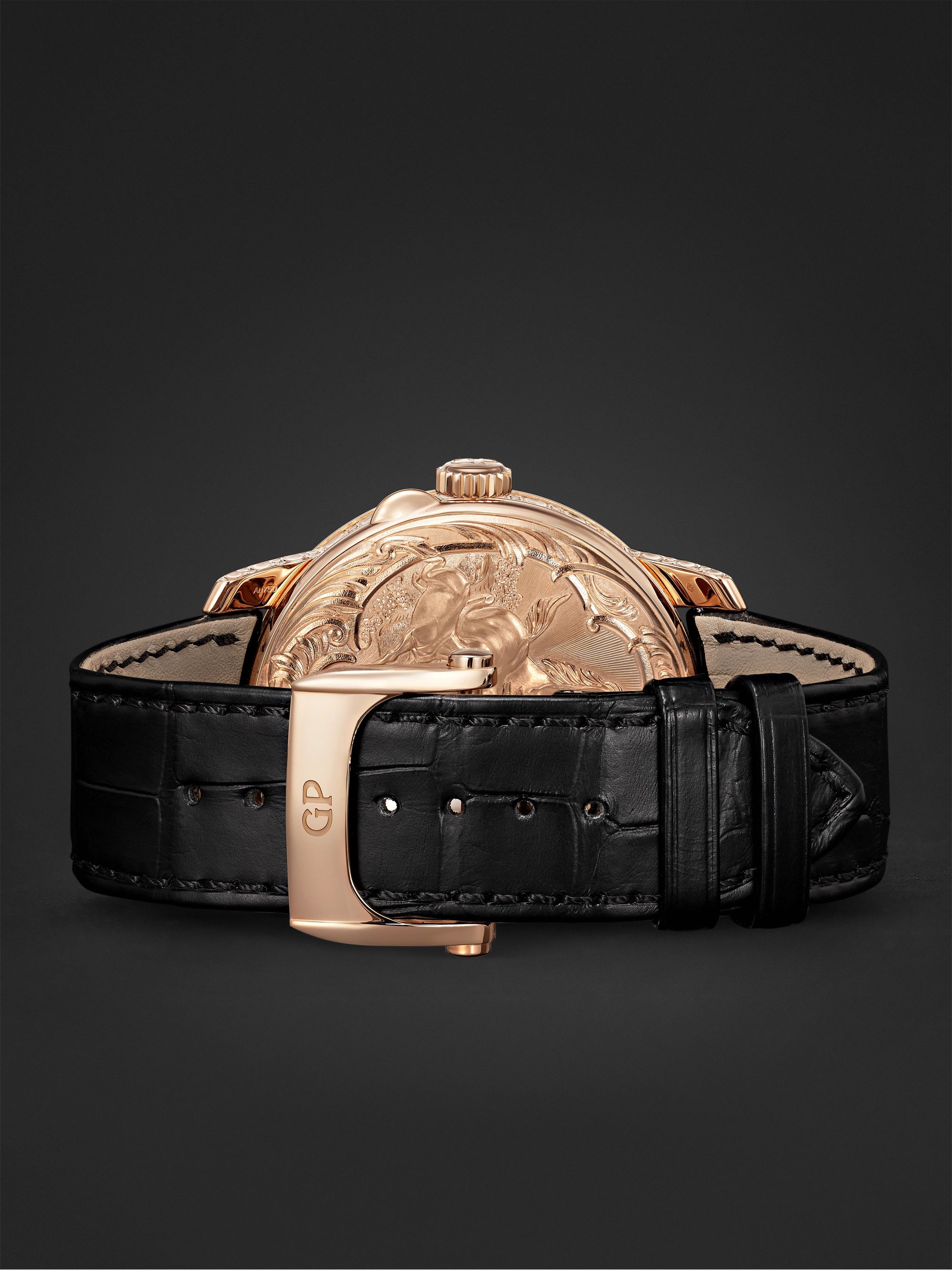 GIRARD-PERREGAUX La Esmeralda Automatic Tourbillon 44mm Pink Gold and Alligator Watch, Ref. No. 99276-52-000-BA6E