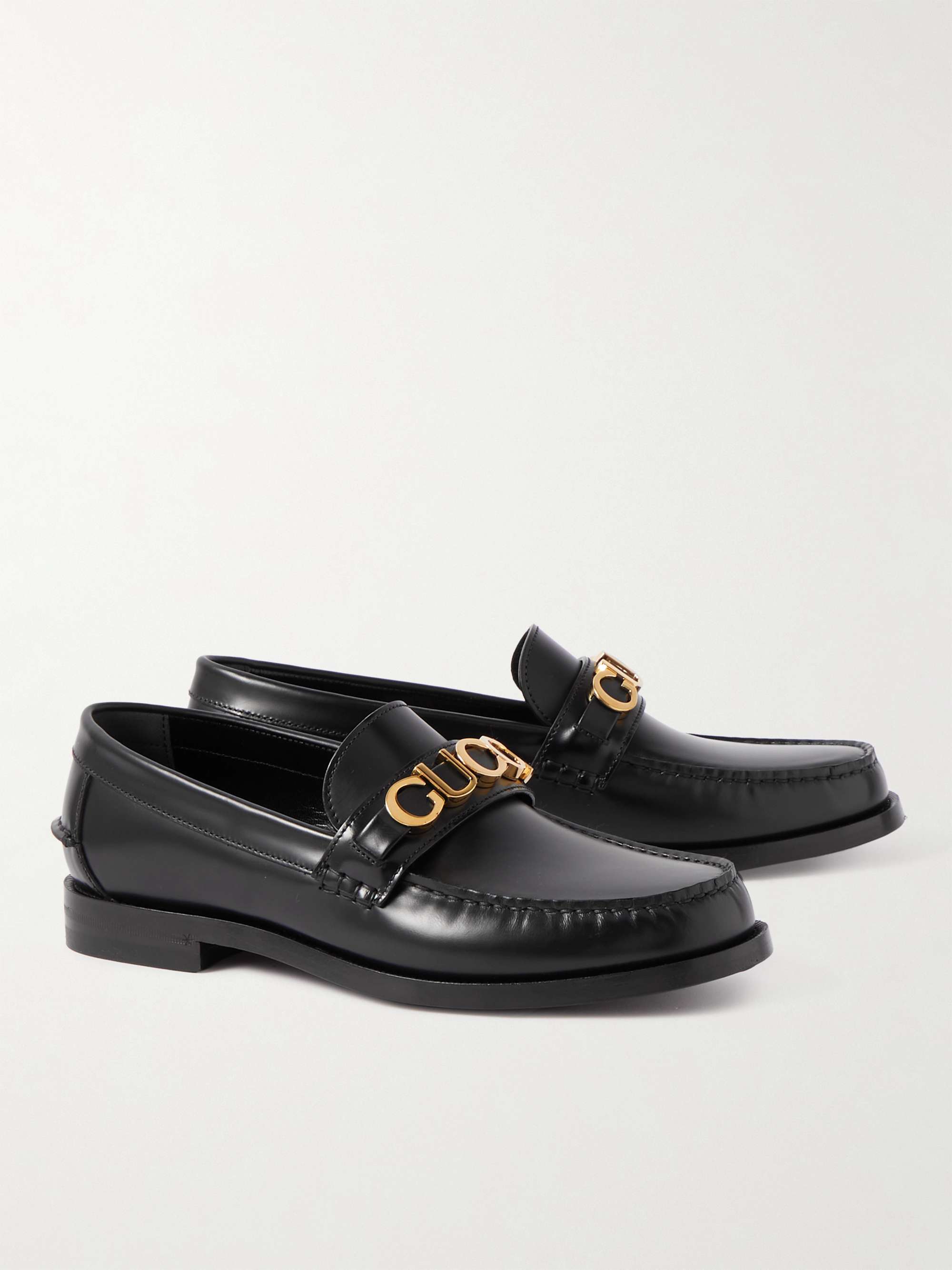 GUCCI Logo-Embellished Leather Loafers