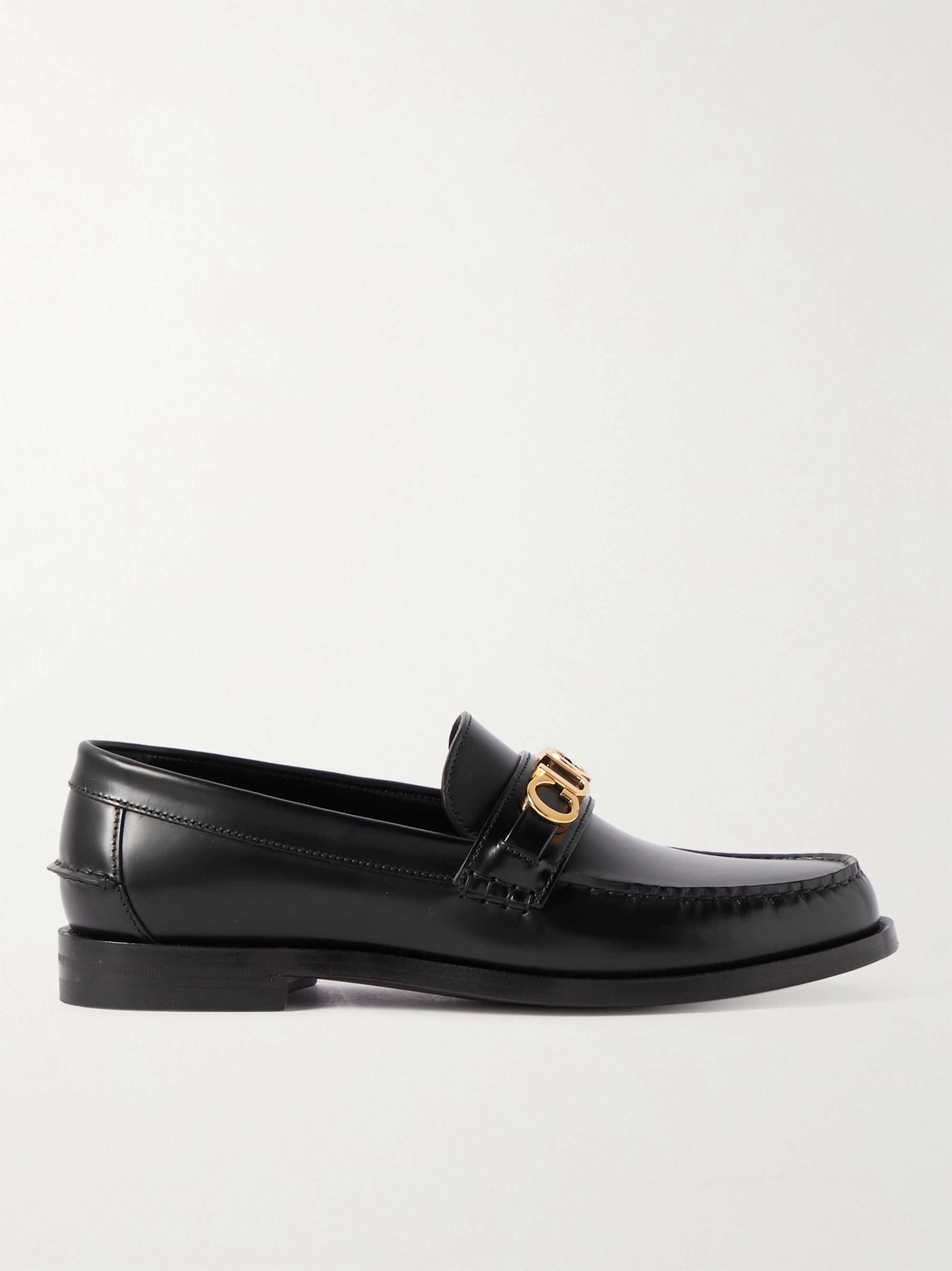 GUCCI Logo-Embellished Leather Loafers