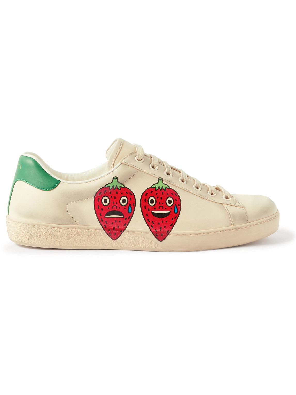 GUCCI NEW ACE PRINTED LEATHER SNEAKERS