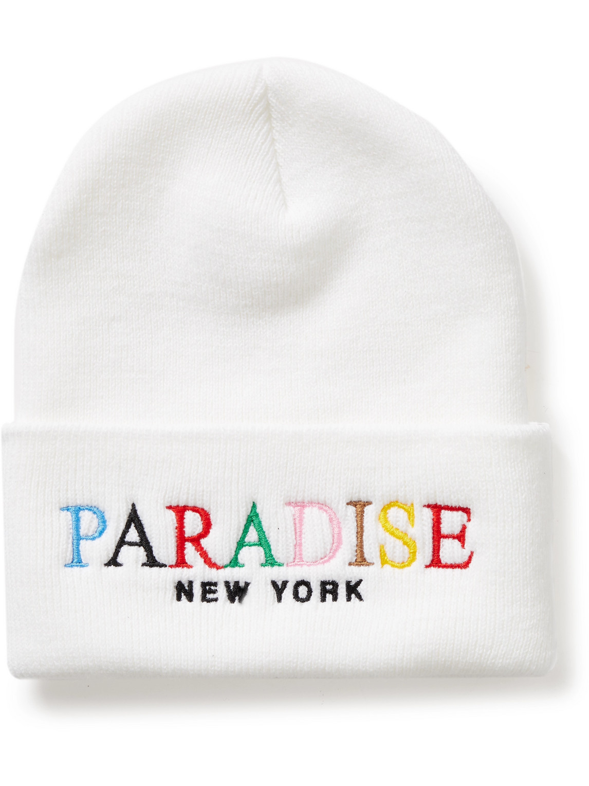 Paradise Logo-embroidered Knitted Beanie In White