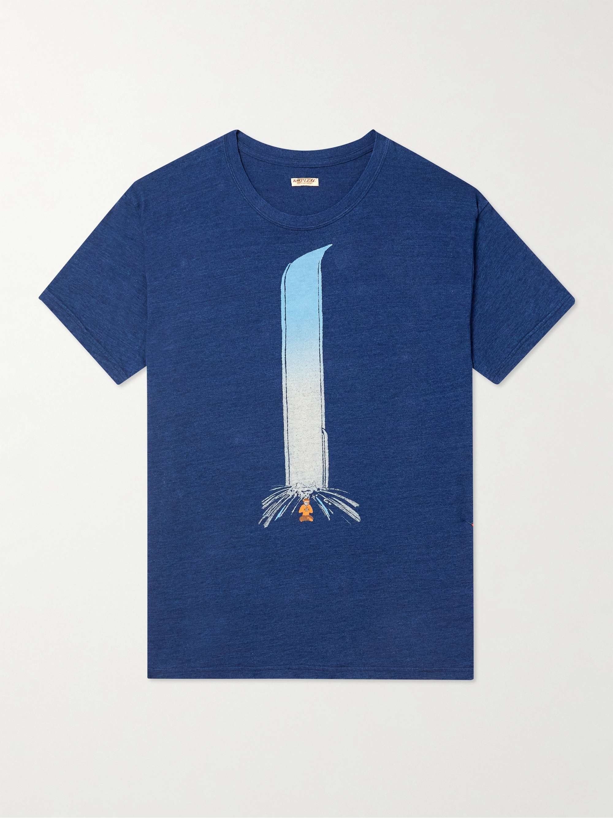 KAPITAL Laundry Max Indigo-Dyed Printed Cotton-Jersey T-Shirt