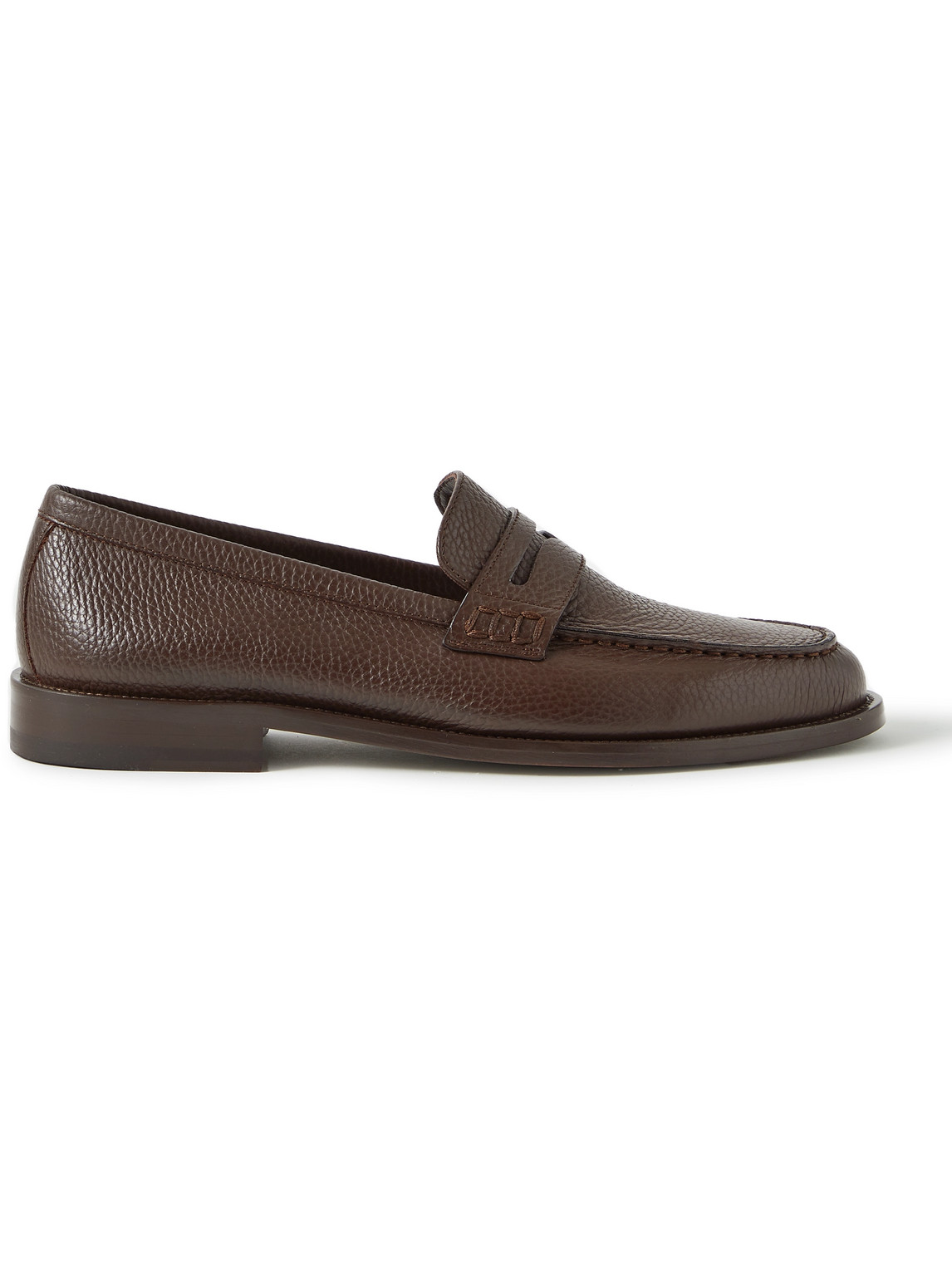 Manolo Blahnik Perry Full-grain Leather Penny Loafers In Brown