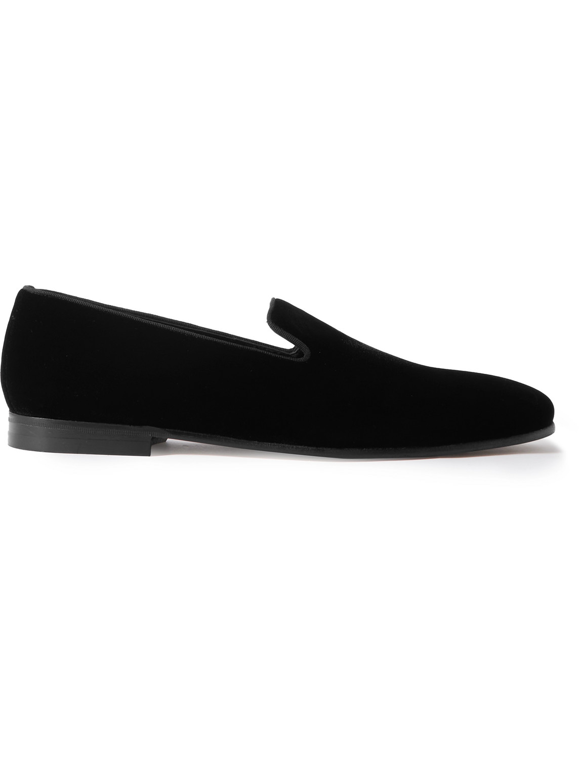 Manolo Blahnik Mario Grosgrain-trimmed Velvet Loafers In Black