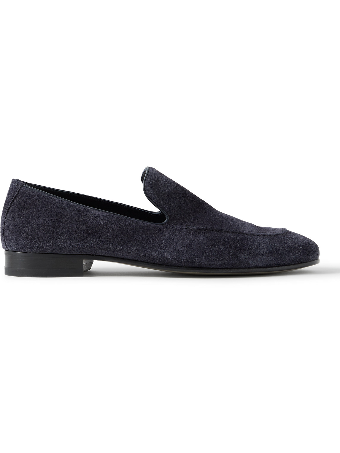 Manolo Blahnik Truro Leather-trimmed Suede Loafers In Blue