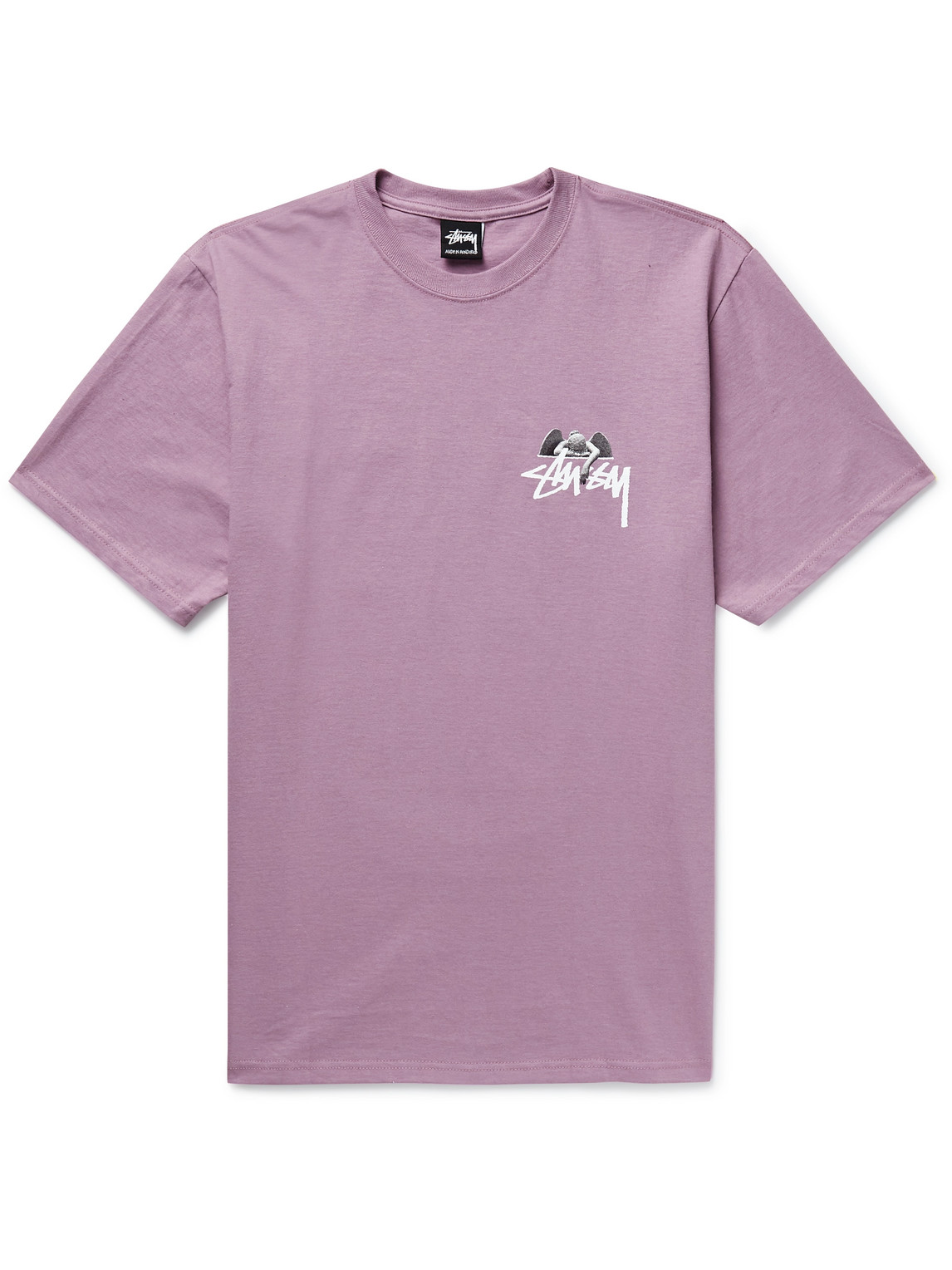Stussy Angel Printed Cotton-jersey T-shirt In Purple