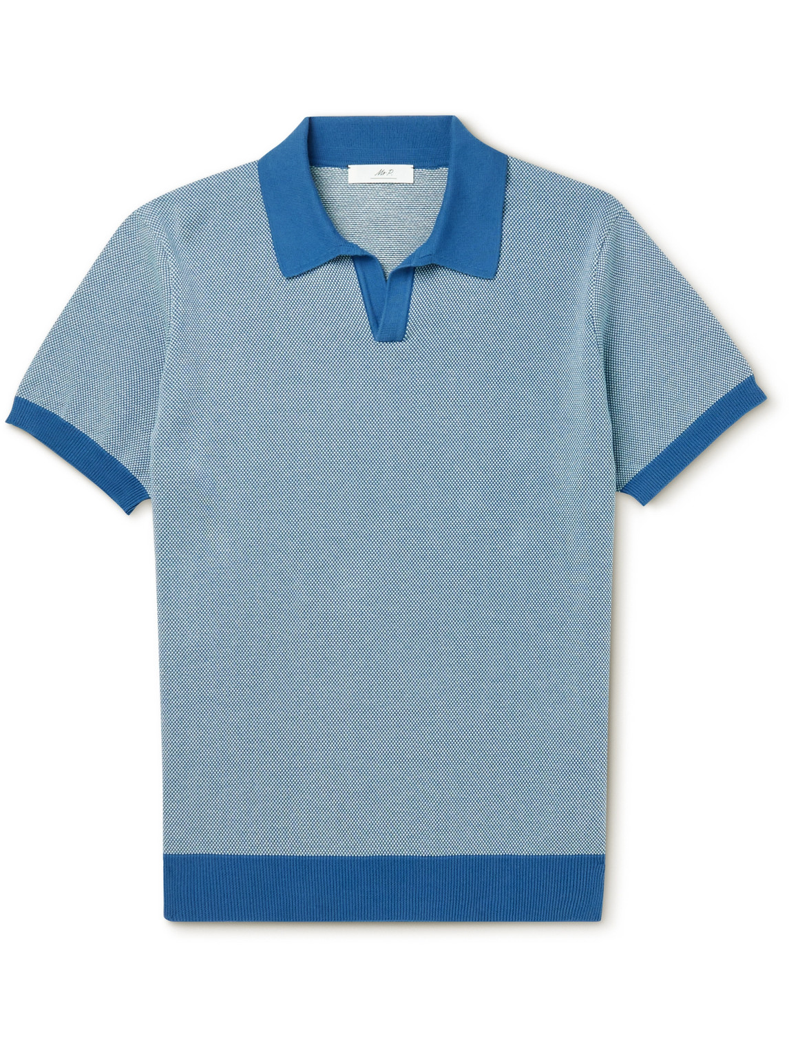 Mr P. Honeycomb-knit Organic Cotton Polo Shirt In Blue | ModeSens