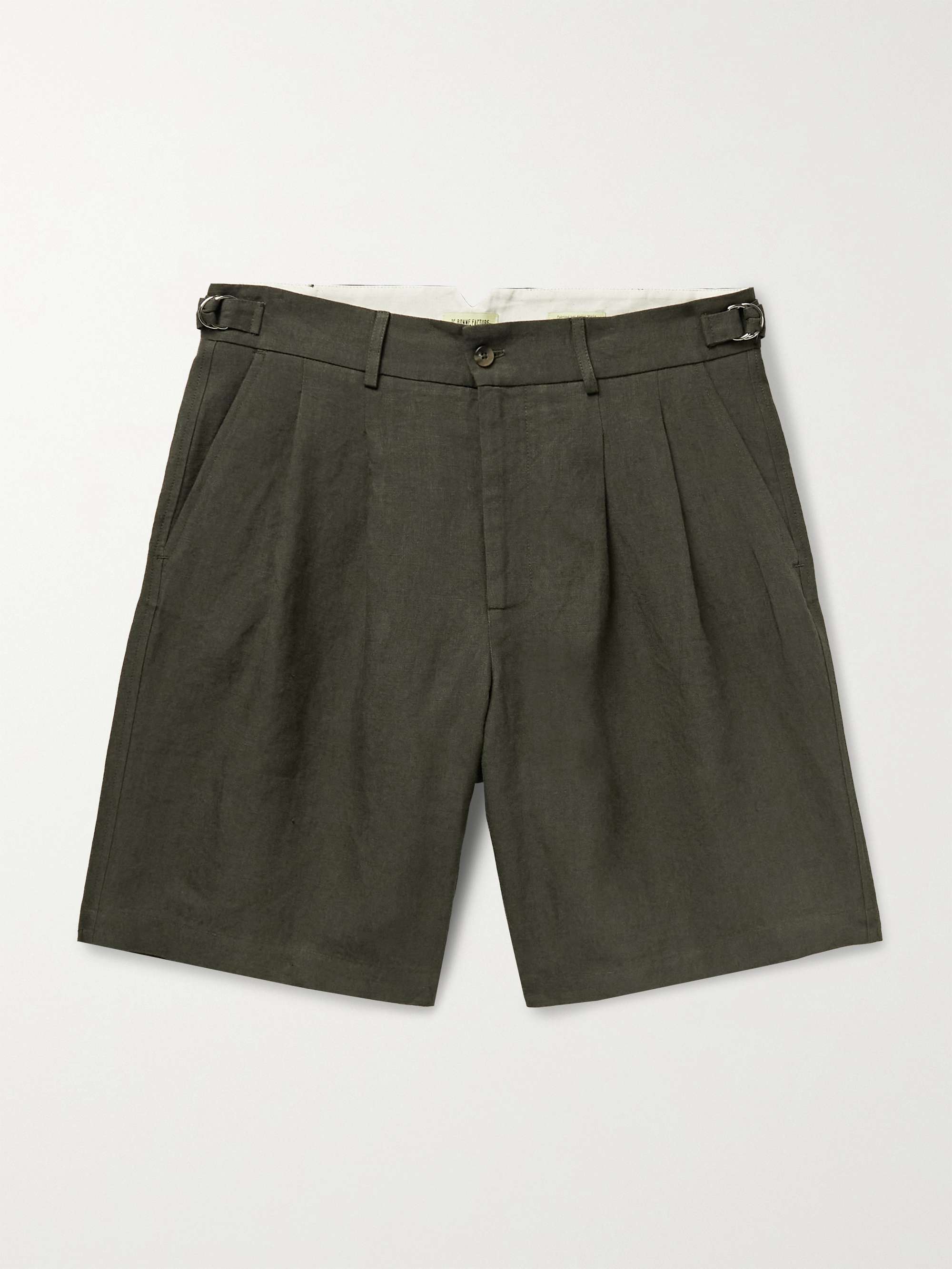 DE BONNE FACTURE Pleated Linen Shorts
