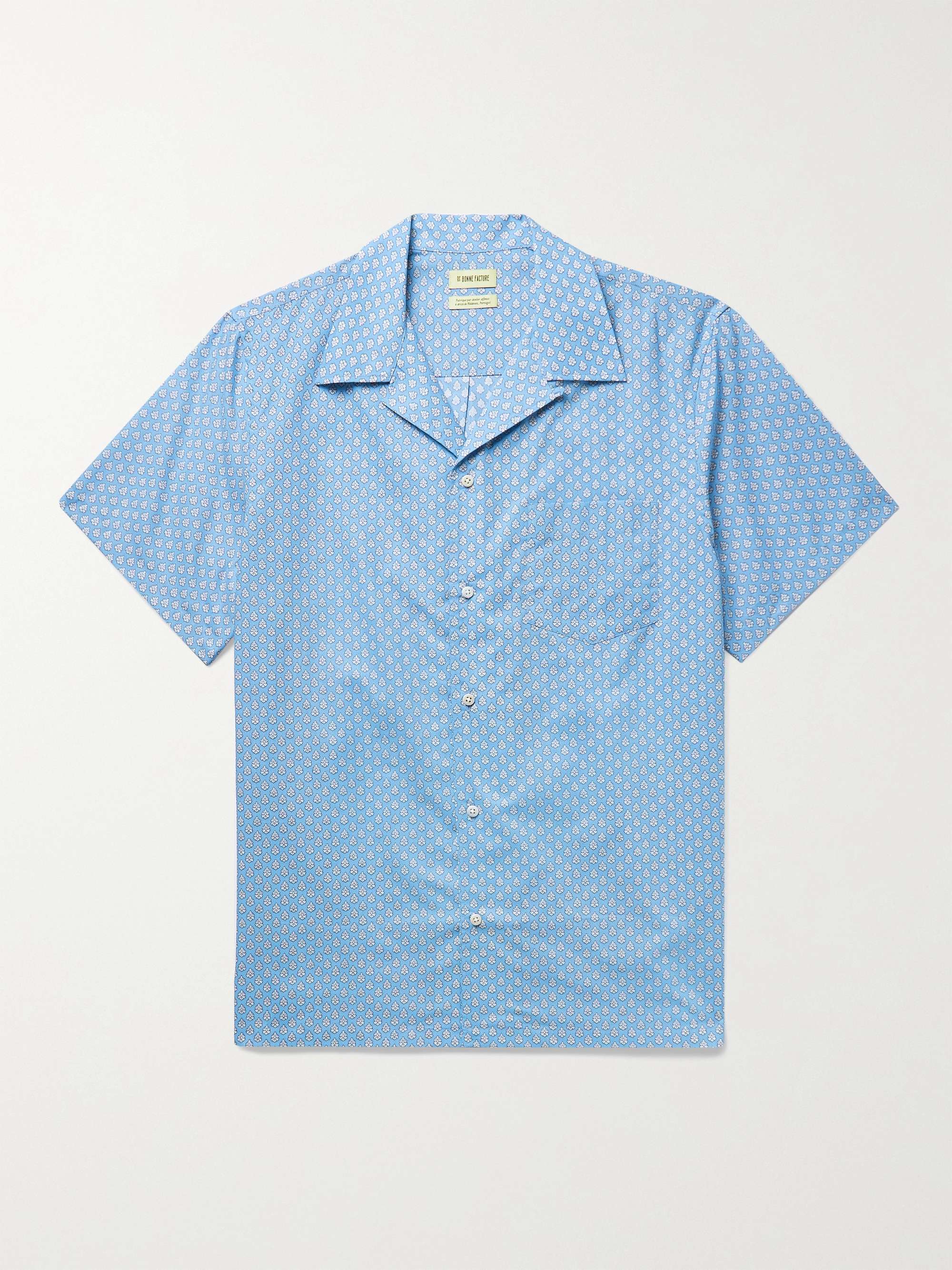 DE BONNE FACTURE Camp-Collar Printed Cotton-Poplin Shirt