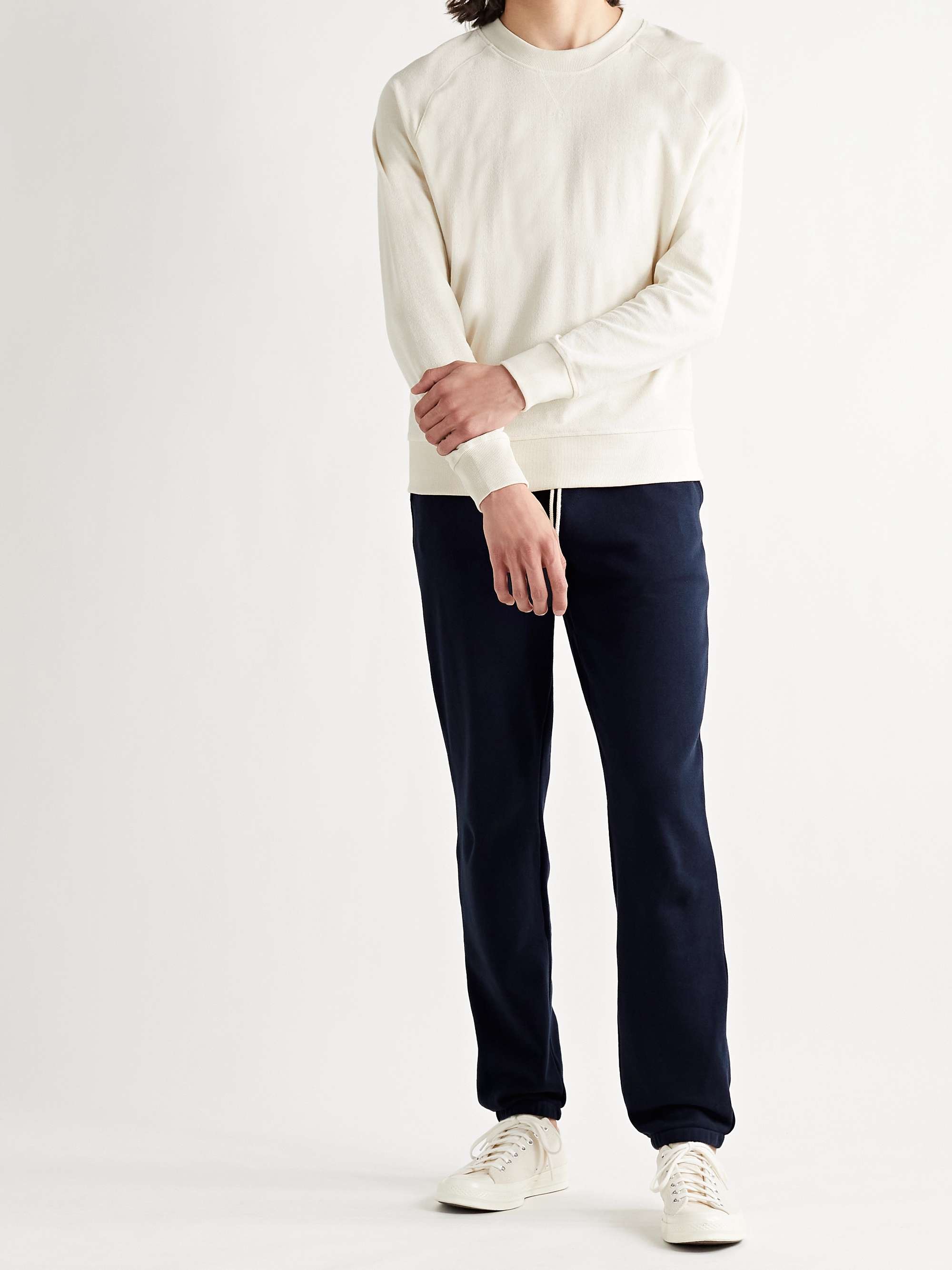 DE BONNE FACTURE Slim-Fit Loopback Cotton-Jersey Sweatpants