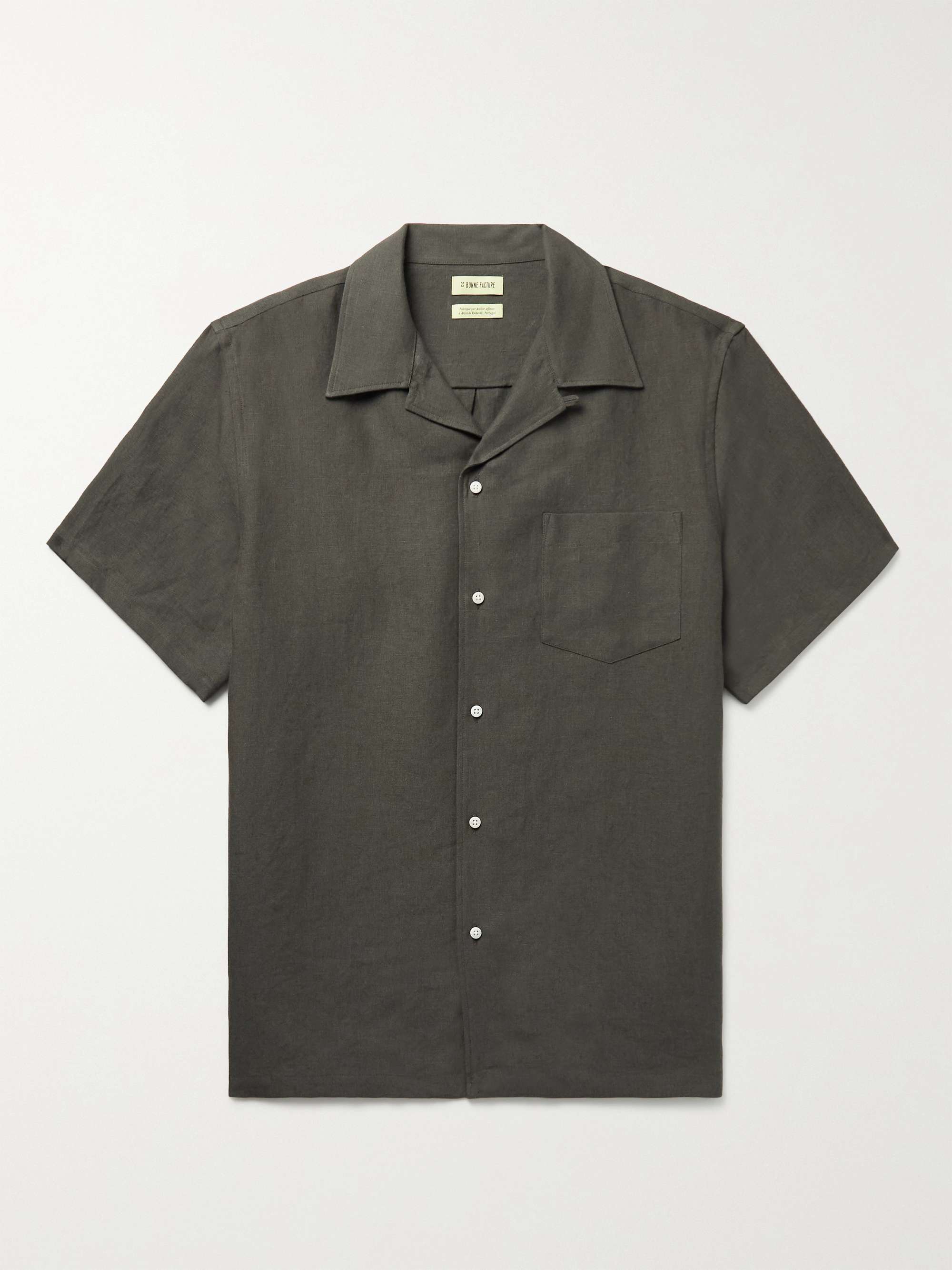 DE BONNE FACTURE Camp-Collar Linen Shirt
