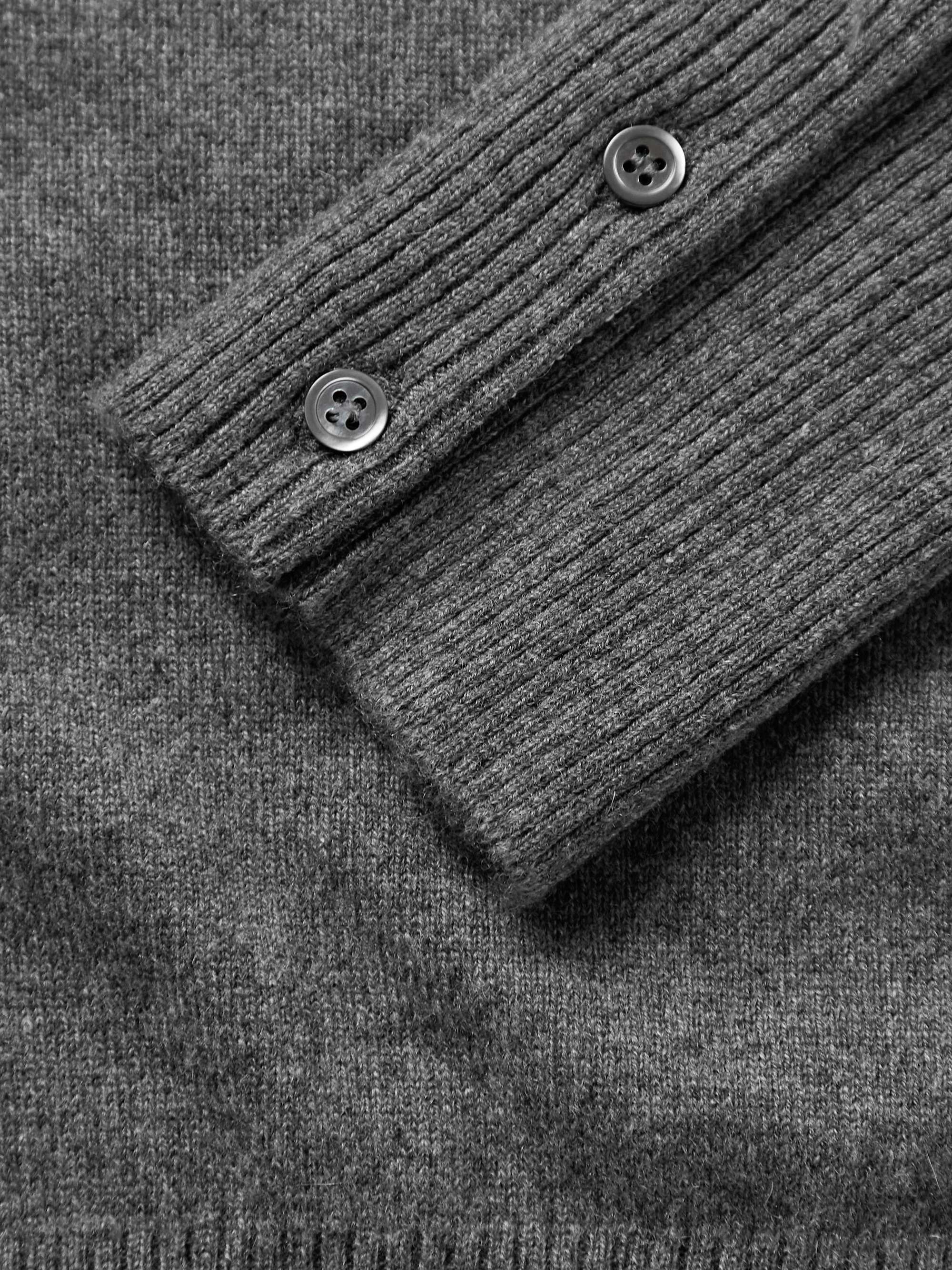 THOM BROWNE Slim-Fit Striped Grosgrain-Trimmed Cashmere Sweater