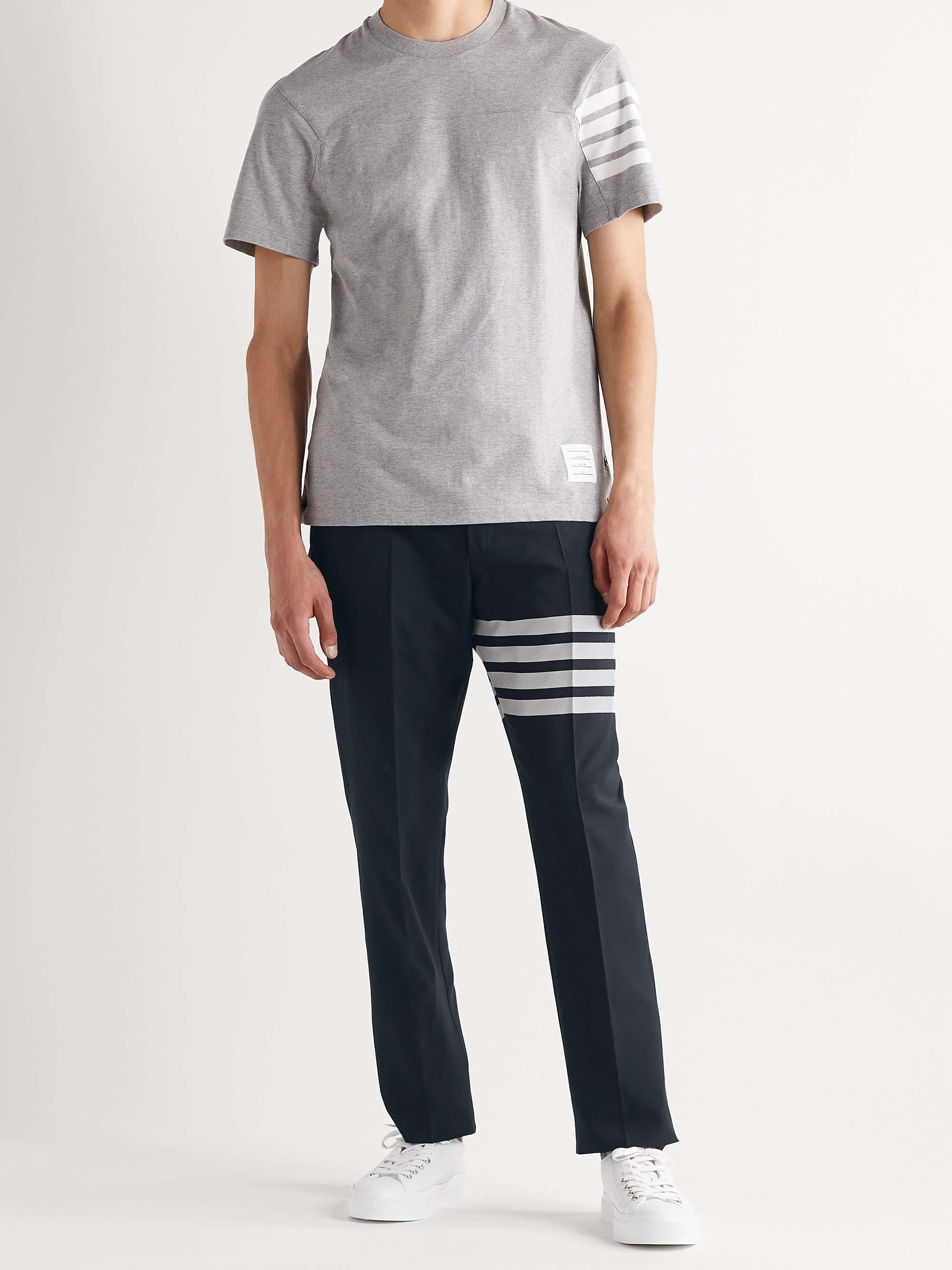 THOM BROWNE Slim-Fit Tapered Striped Wool Suit Trousers