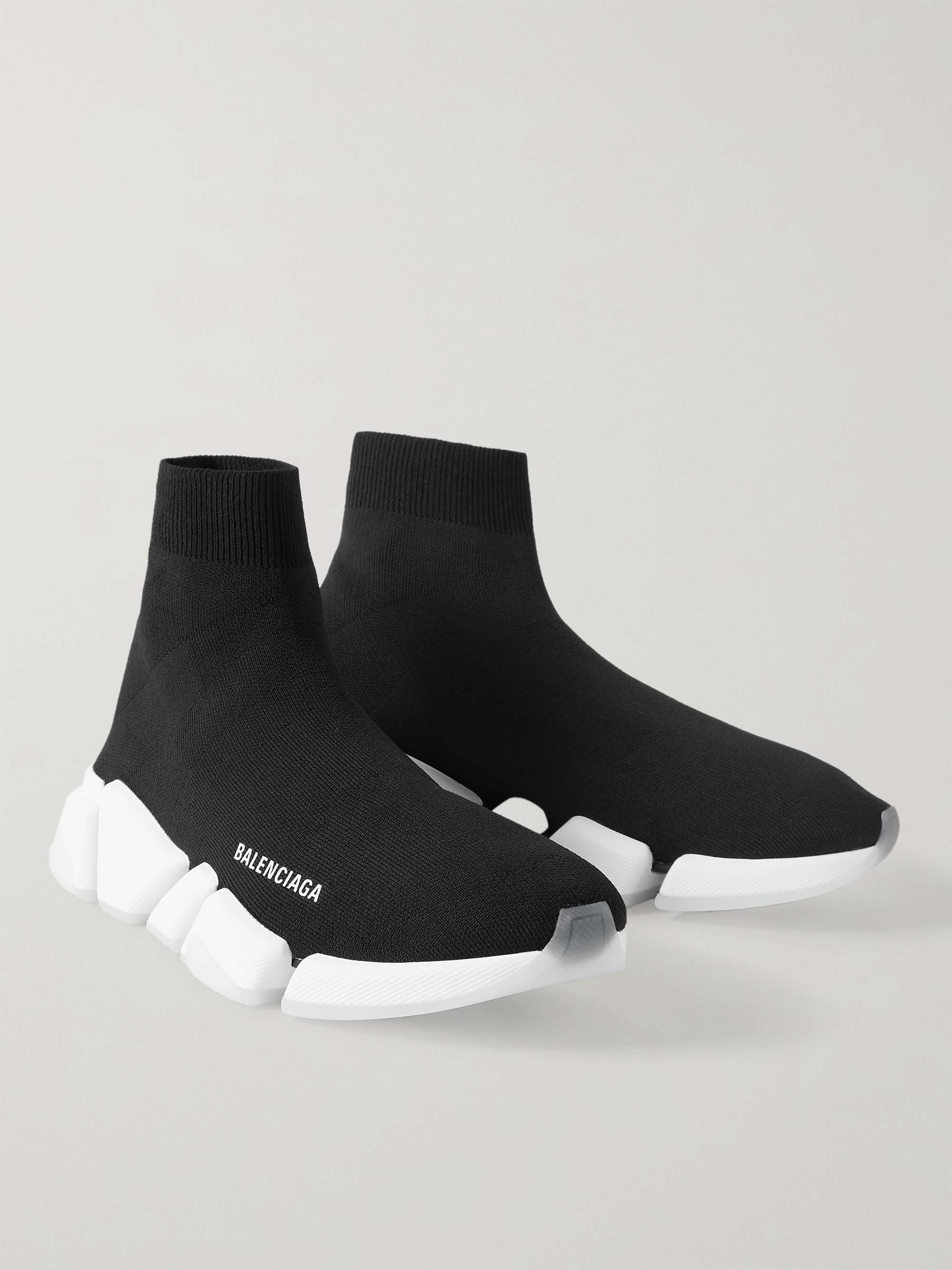 BALENCIAGA Speed Sock Stretch-Knit Slip-On Sneakers