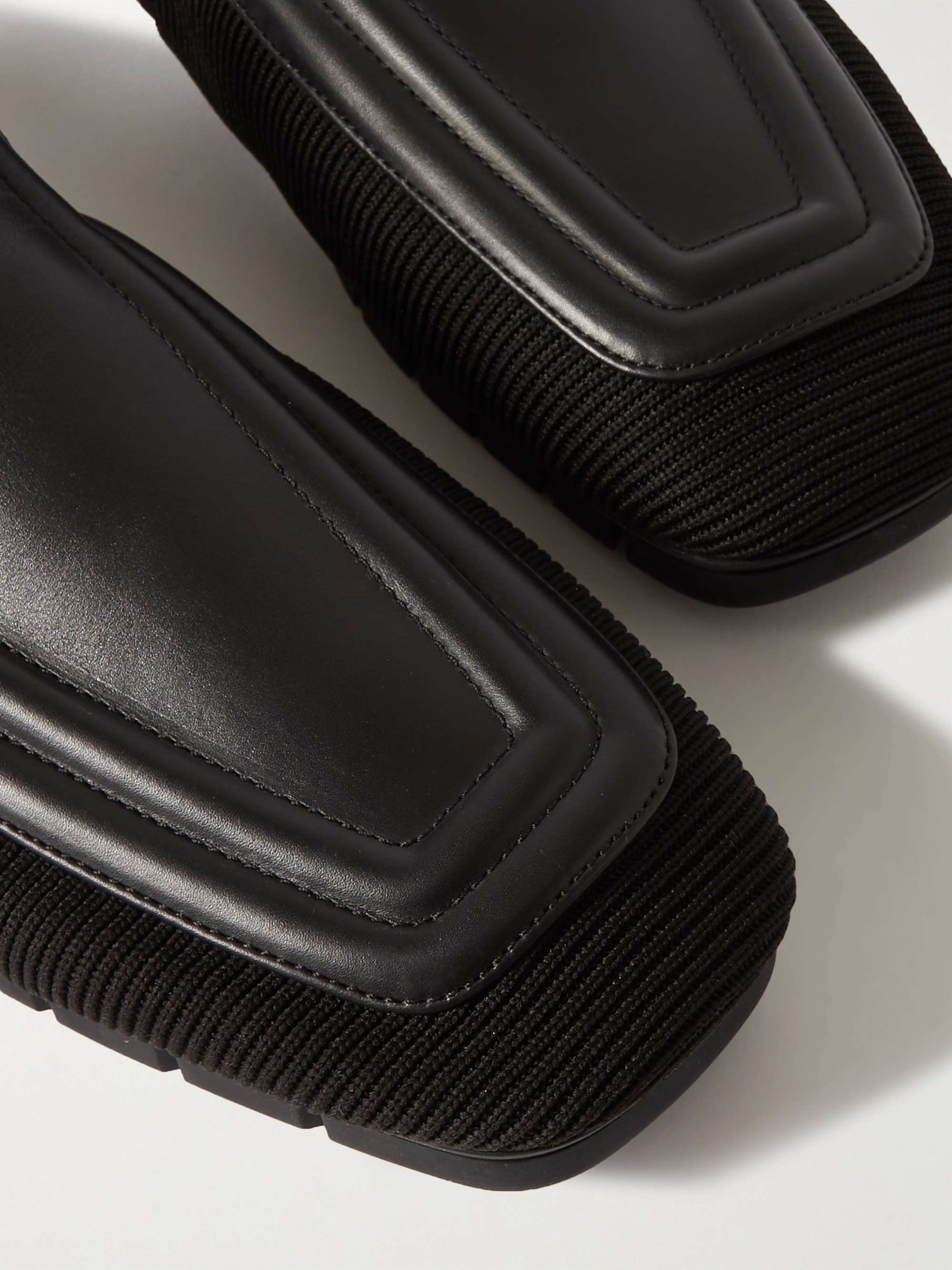 BOTTEGA VENETA Plank Leather and Stretch-Knit Loafers