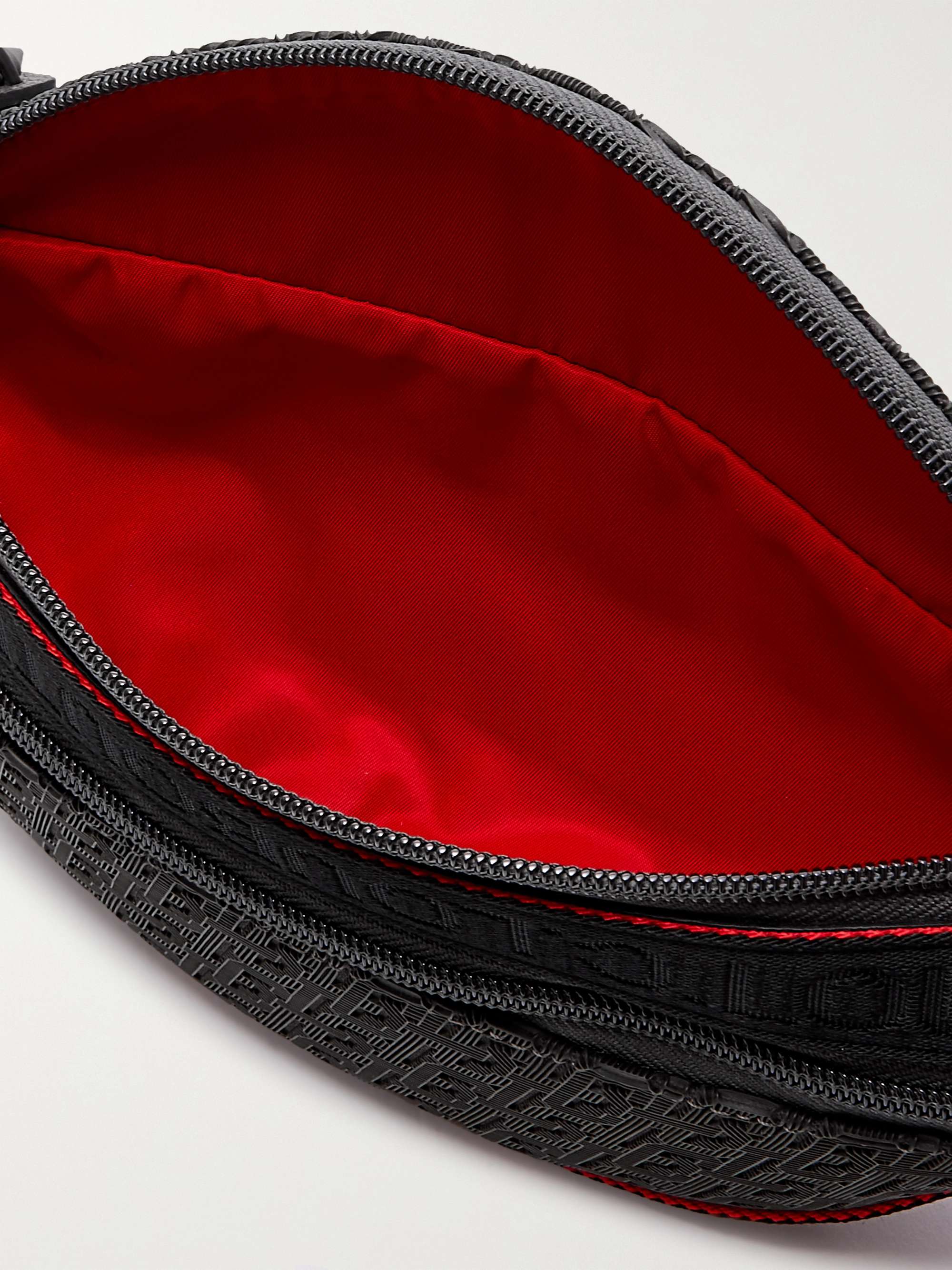 CHRISTIAN LOUBOUTIN Leather-Trimmed Logo-Jacquard Coated-Canvas Belt Bag