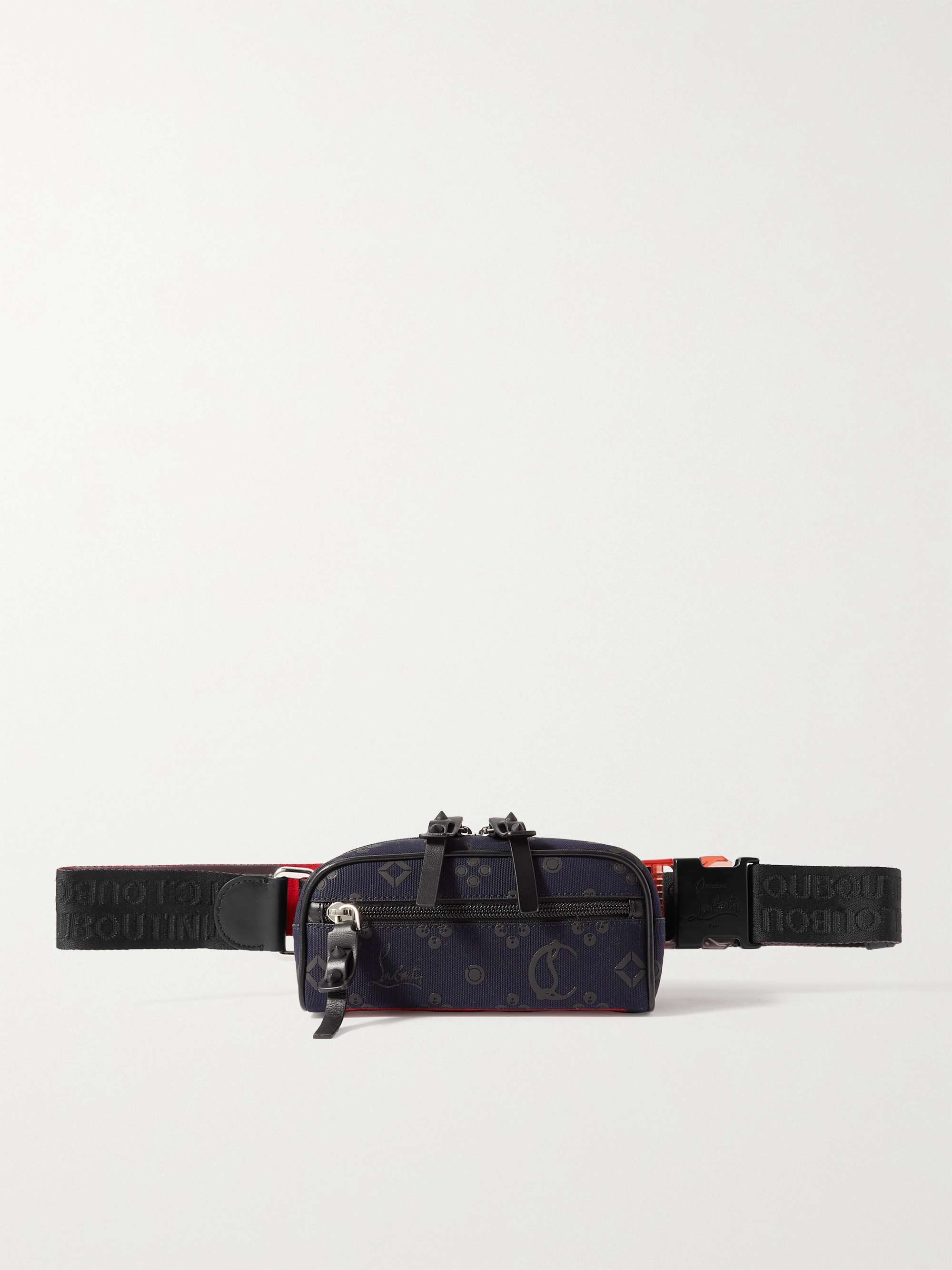 CHRISTIAN LOUBOUTIN Blaster Leather and Rubber-Trimmed Cotton-Canvas Belt Bag