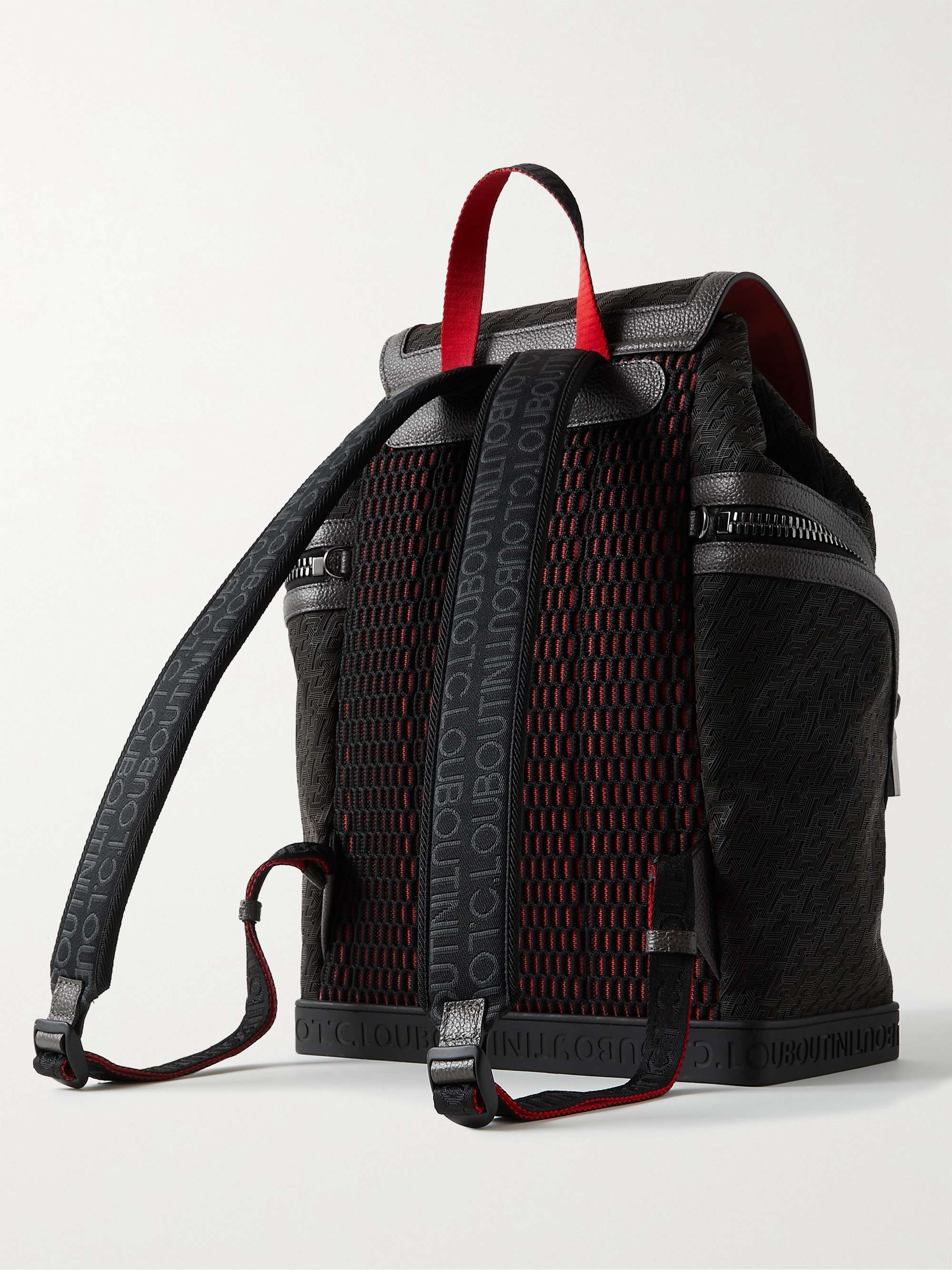 Explorafunk Leather-Trimmed Logo-Jacquard Coated-Canvas Backpack