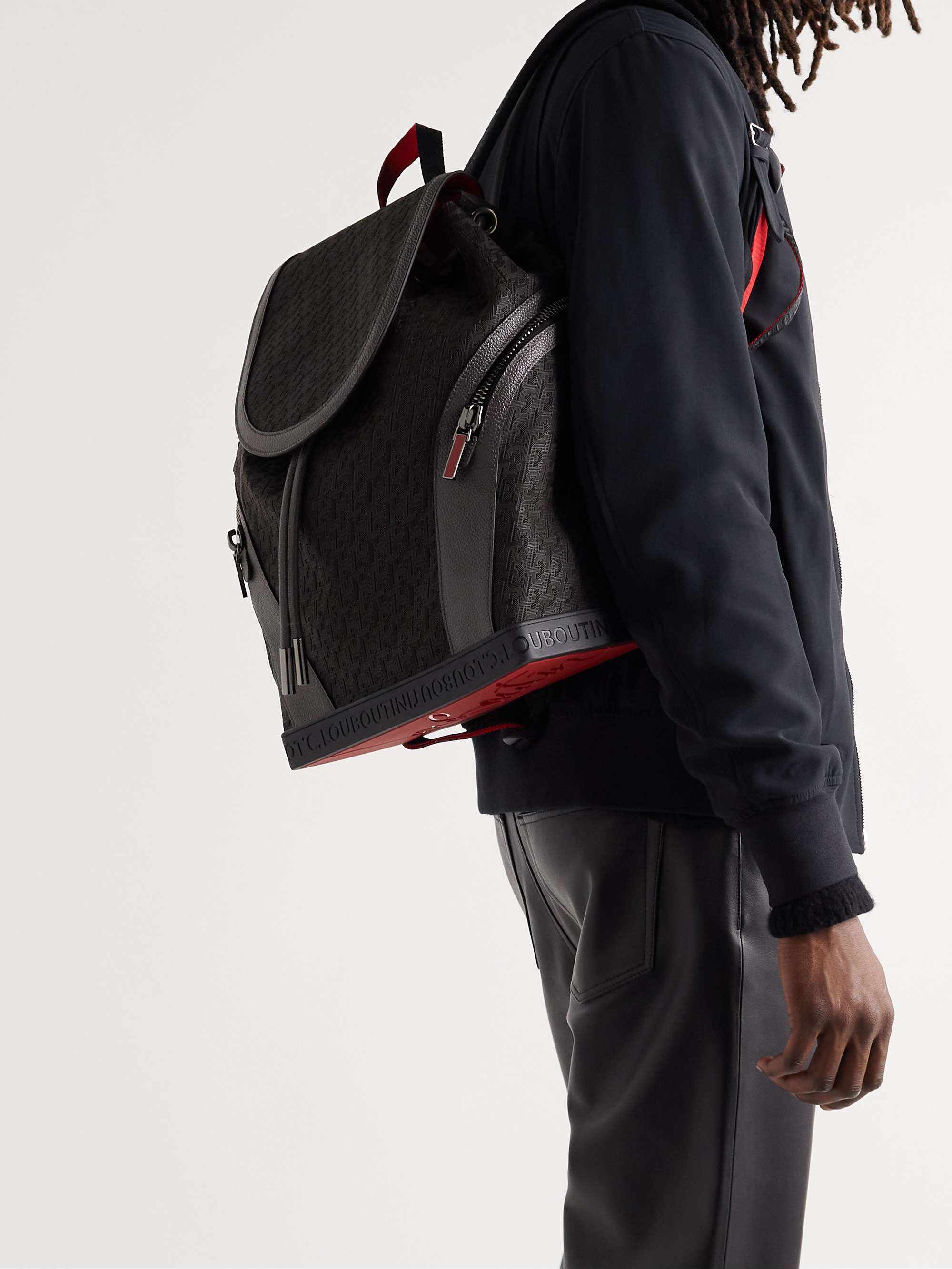 Explorafunk Leather-Trimmed Logo-Jacquard Coated-Canvas Backpack
