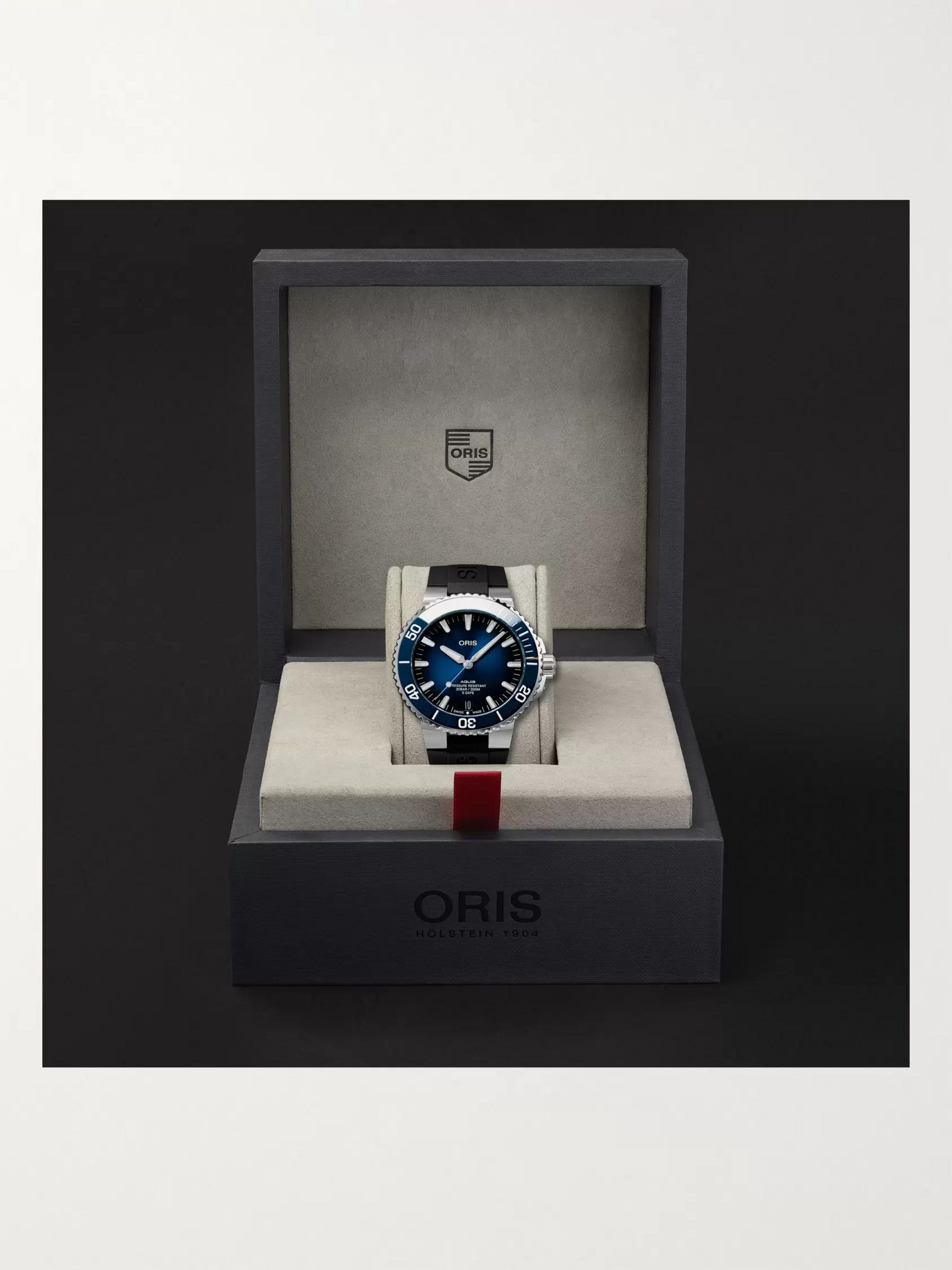 ORIS Aquis Date Calibre 400 Automatic 43.5mm Stainless Steel and Rubber Watch, Ref. No. 01 400 7763 4135-07 4 24 74EB
