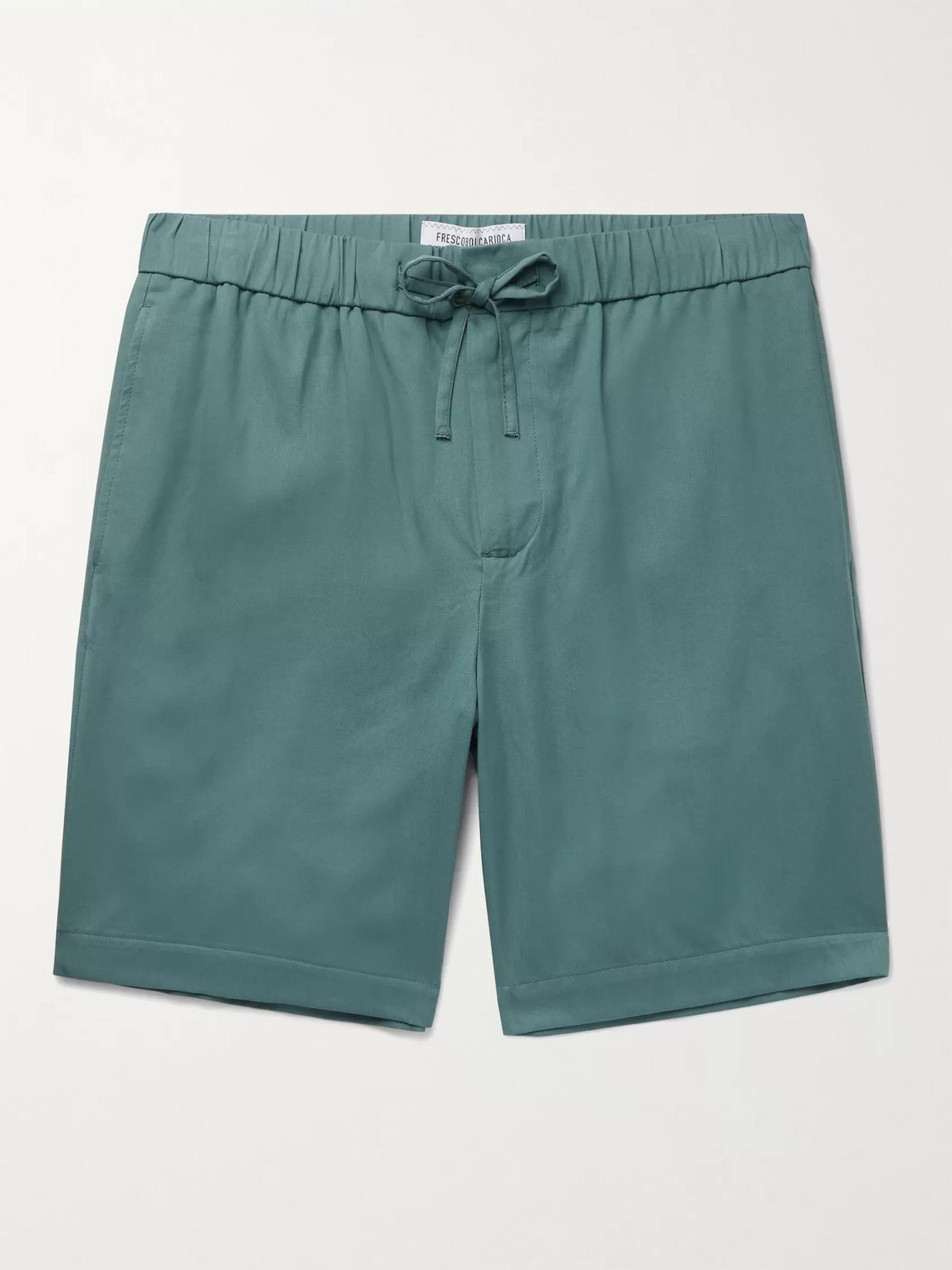 Frescobol Carioca Slim-fit Tencel Drawstring Shorts In Green