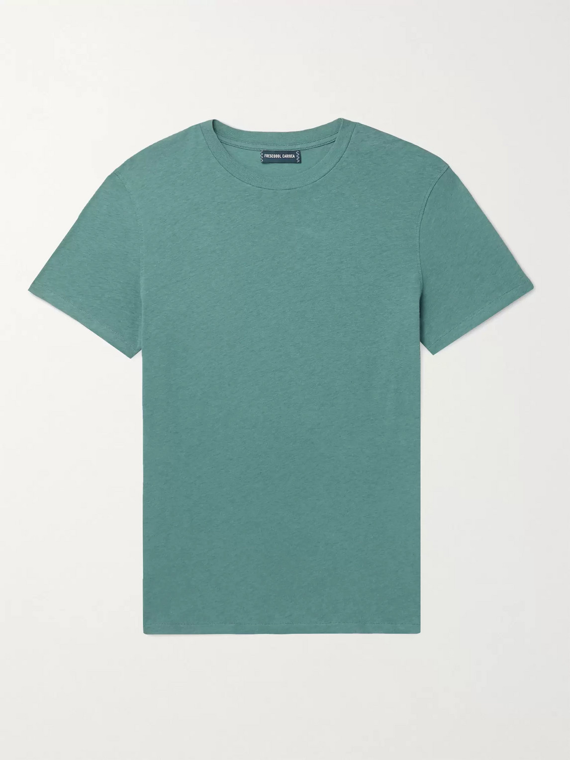 Frescobol Carioca Lucio Slim-fit Cotton And Linen-blend T-shirt In Green